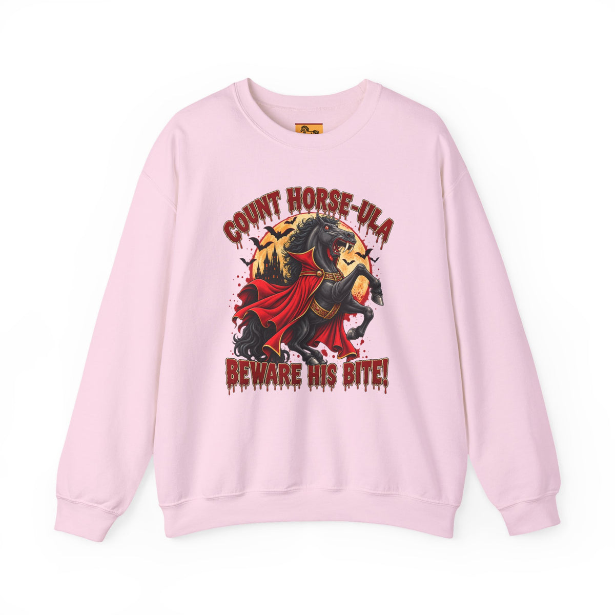 Count Horse-ula Halloween Sweatshirt Vampire Horse Crewneck, Beware His Bite