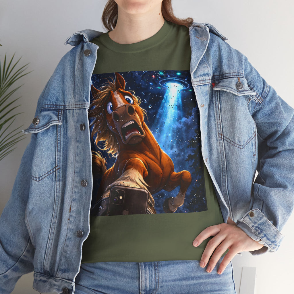 Horse Selfie Surreal Graphic T-Shirt | Funny "Hay There" Horse Art Tee
