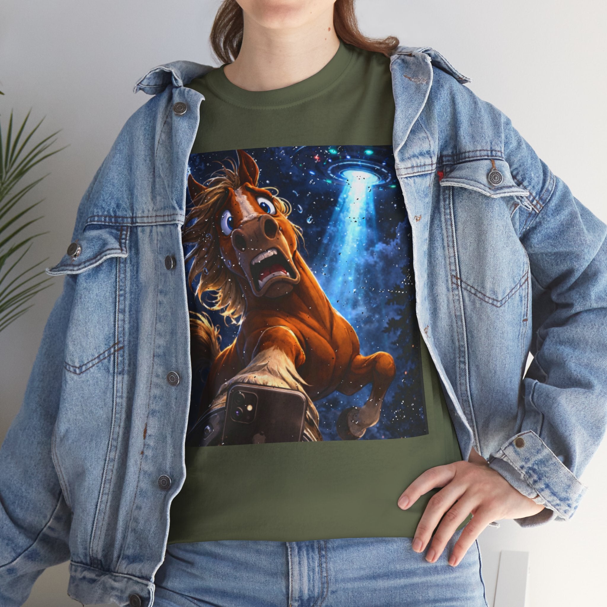 Horse Selfie Surreal Graphic T-Shirt | Funny "Hay There" Horse Art Tee
