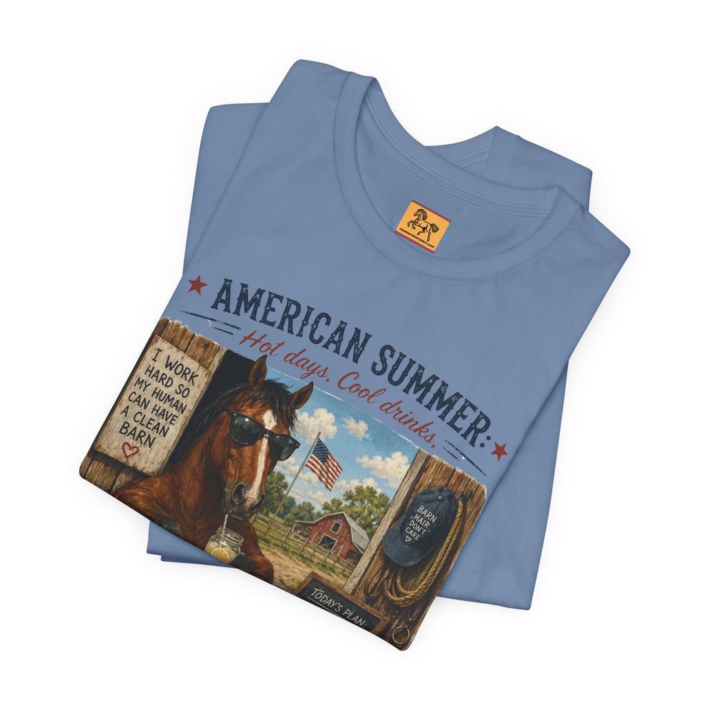 American Summer Horses T-Shirt | "Horses & Zero Rush" Vintage Farm Tee