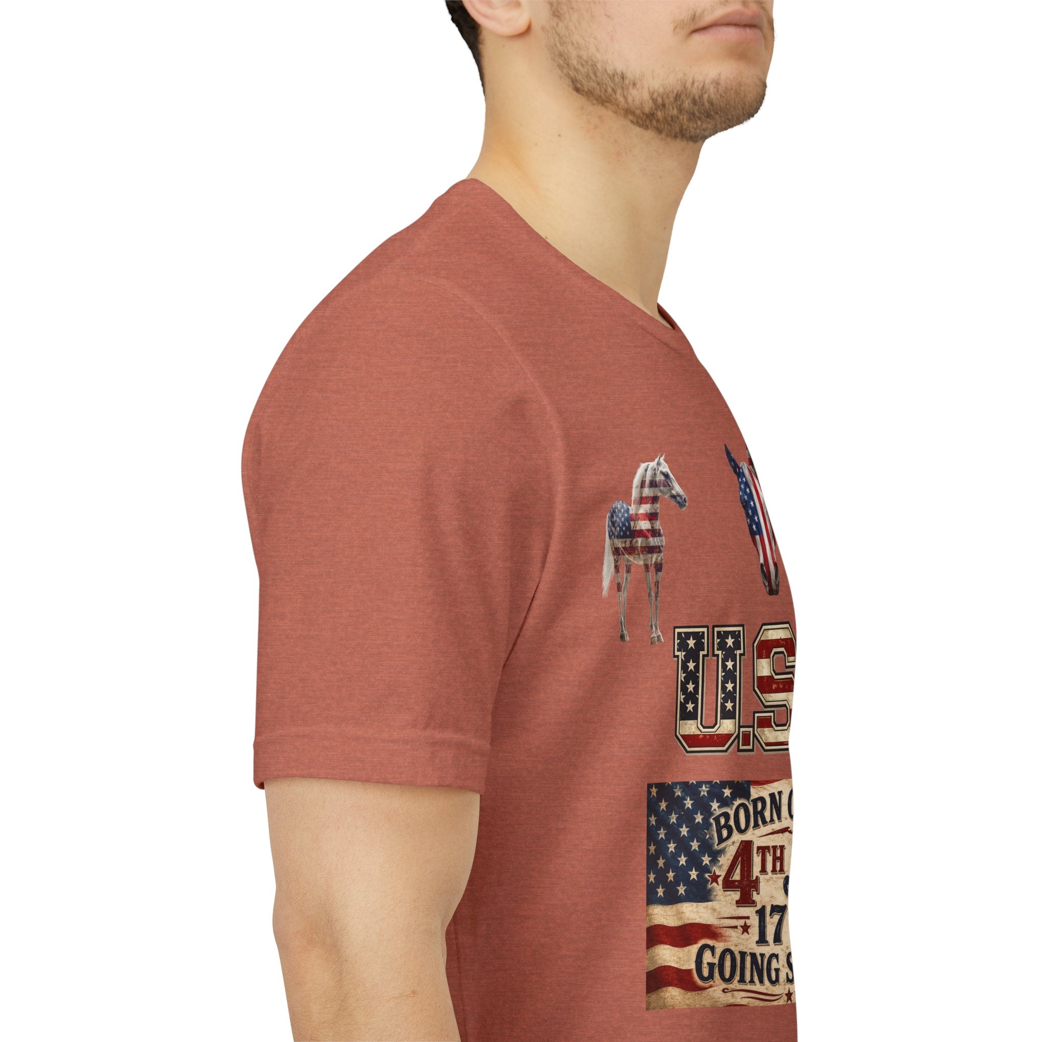 USA Born on the 4th of July 1776 Independence Day Patriotic T-Shirt | American Horse Tee