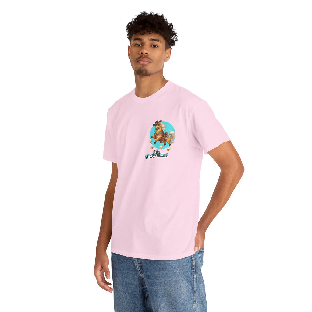 "It's Show Time!" Equestrian T-Shirt | Small Logo Horse Show Graphic Tee