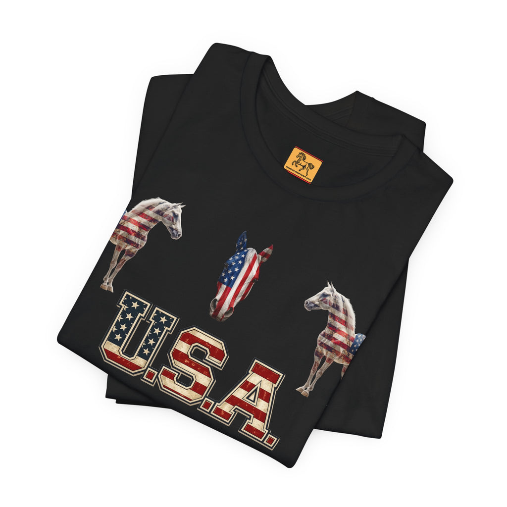 USA Born on the 4th of July 1776 Independence Day Patriotic T-Shirt | American Horse Tee