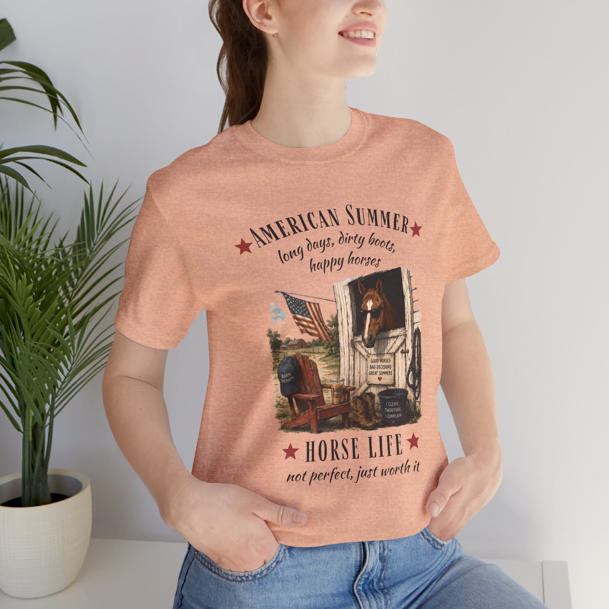 Horse Life American Summer T-Shirt | Rustic Equestrian Vintage Tee