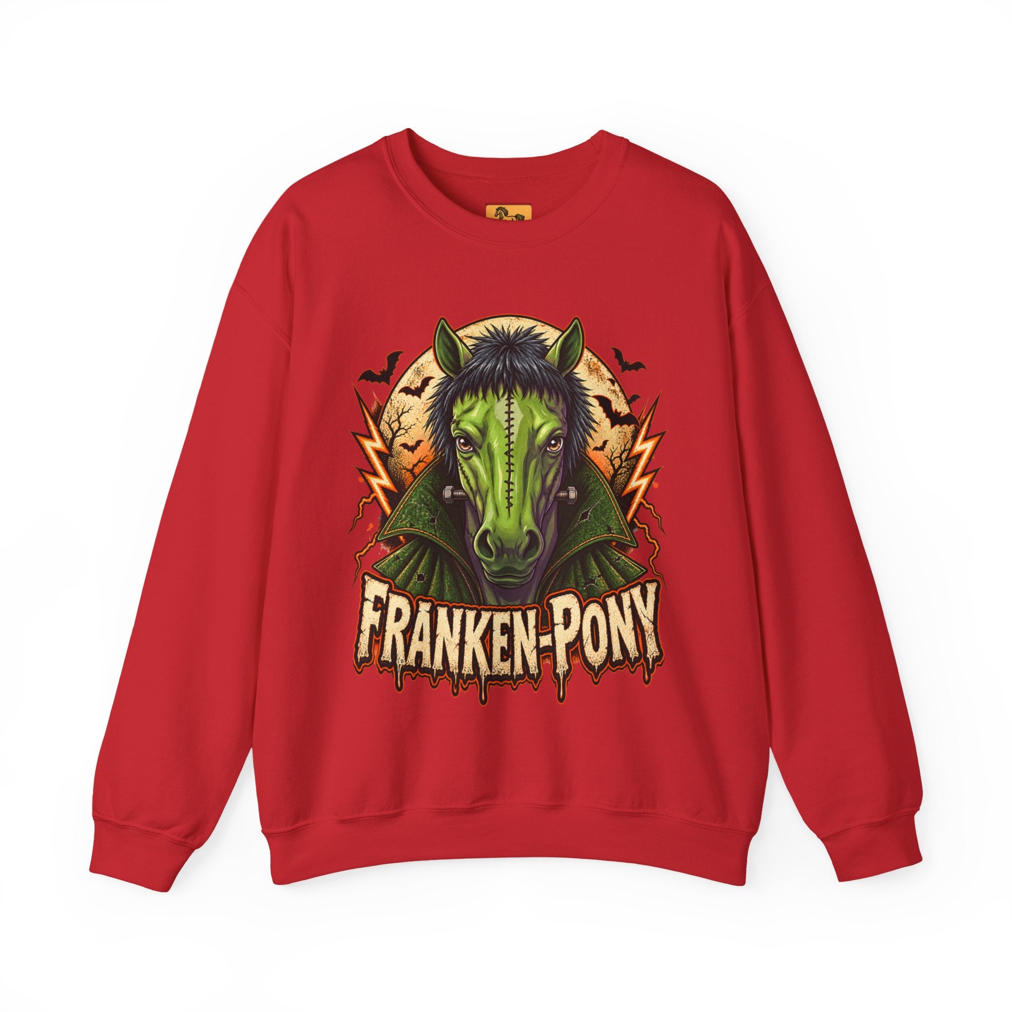 Franken-Pony Halloween Sweatshirt, Mad Science Monster Horse Crewneck