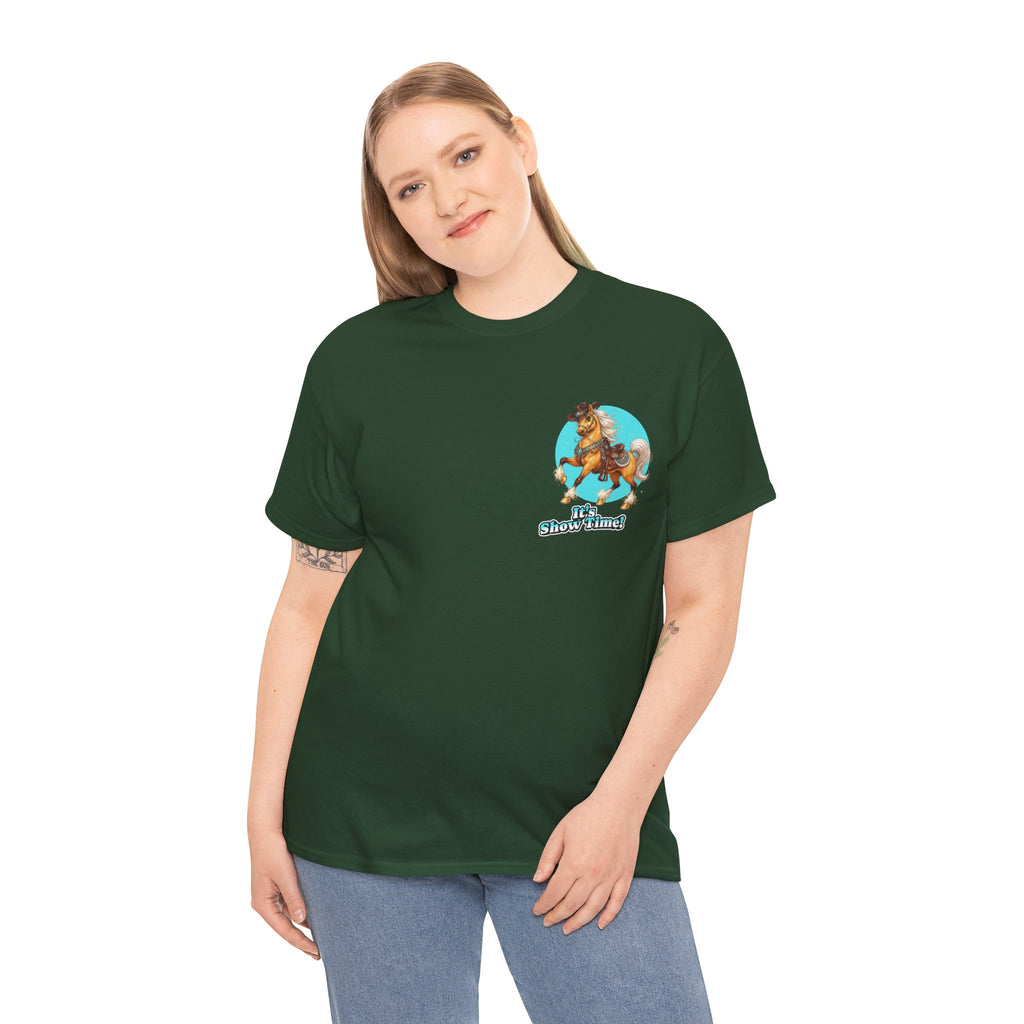 "It's Show Time!" Equestrian T-Shirt | Small Logo Horse Show Graphic Tee