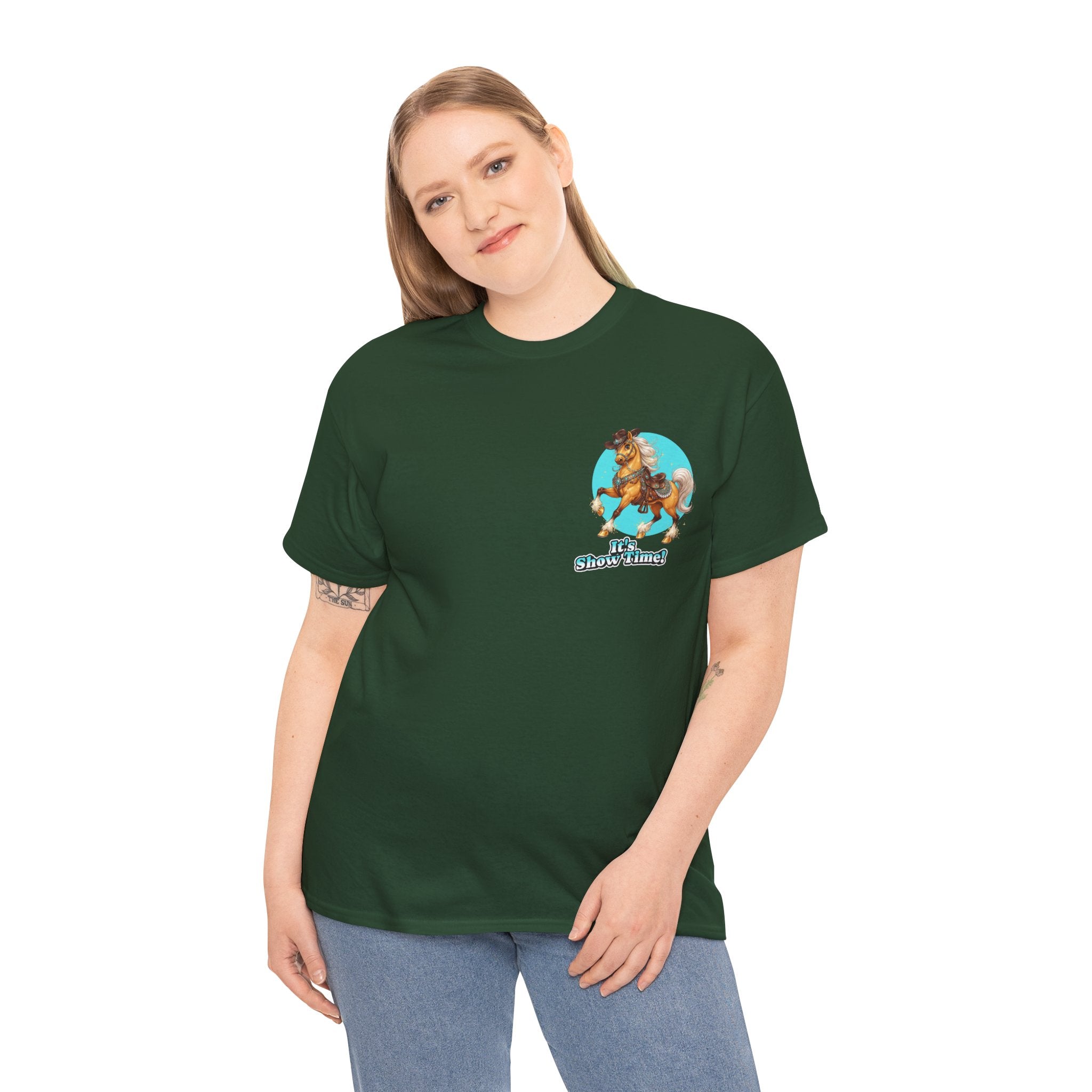 "It's Show Time!" Equestrian T-Shirt | Small Logo Horse Show Graphic Tee