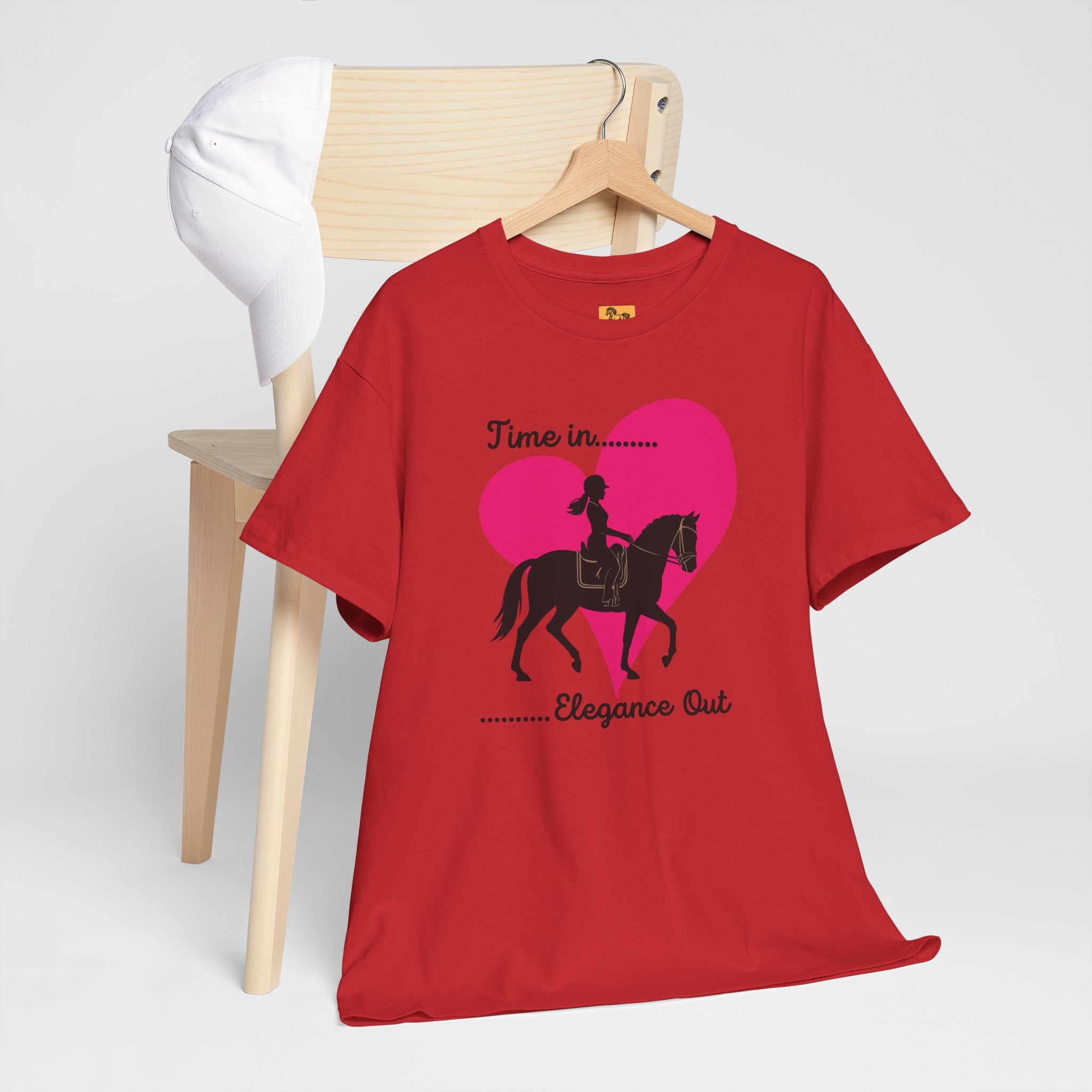 Time In, Elegance Out Equestrian T-Shirt Dressage & Horse Training Graphic Heart Tee
