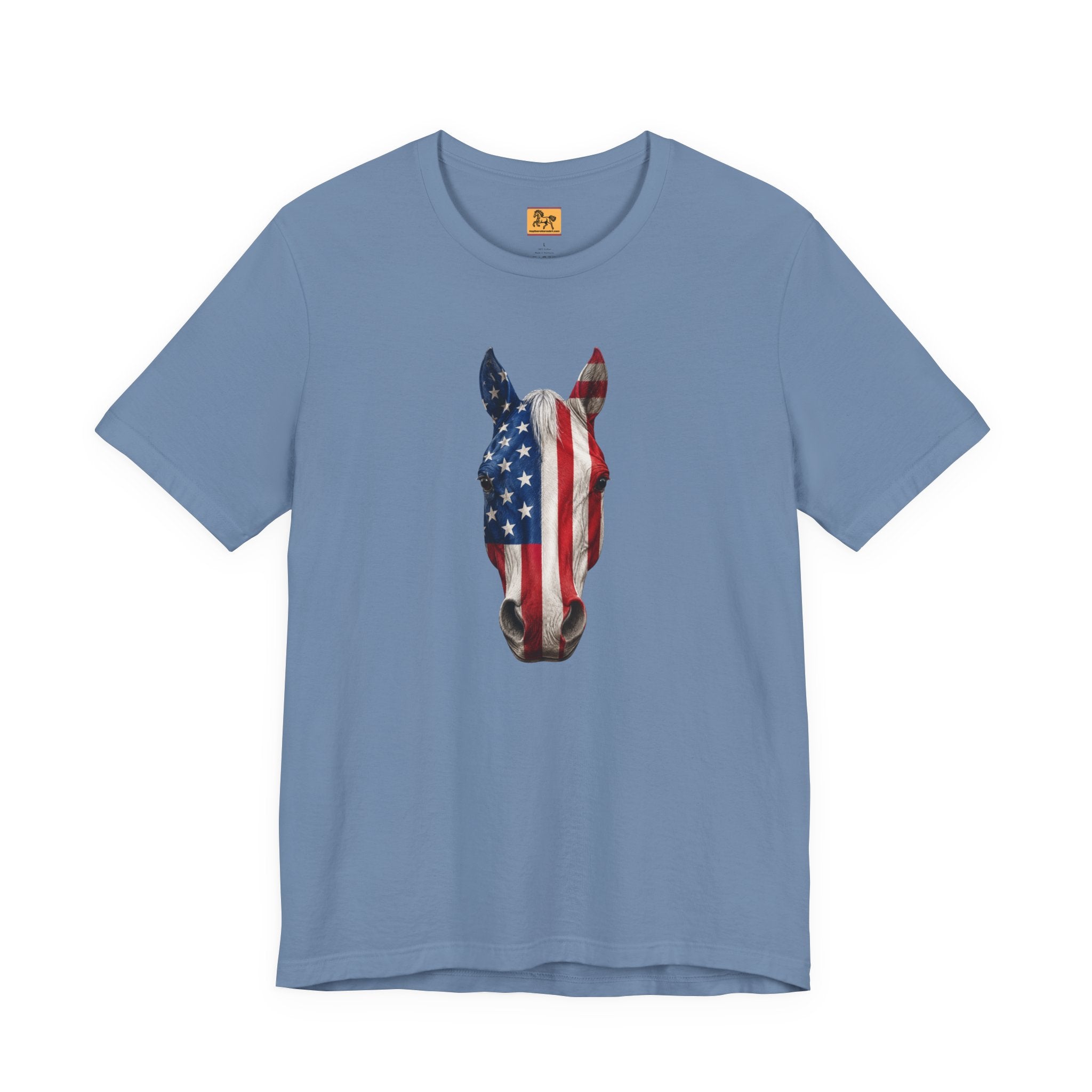 American Flag Horse Head Tee | Patriotic Equestrian T-Shirt for 4th of July