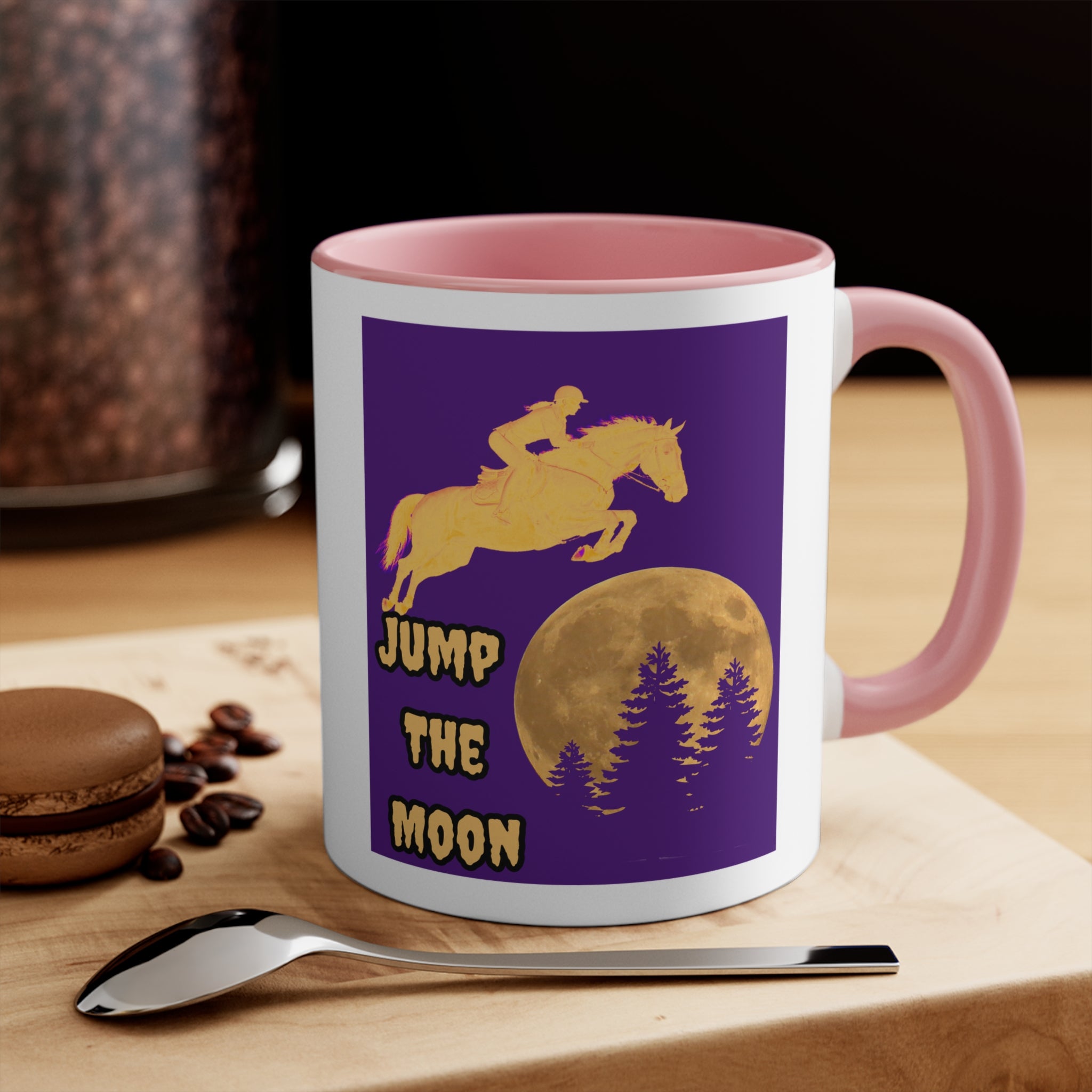 "Jump the Moon" Accent Mug — Equestrian Themed Mug