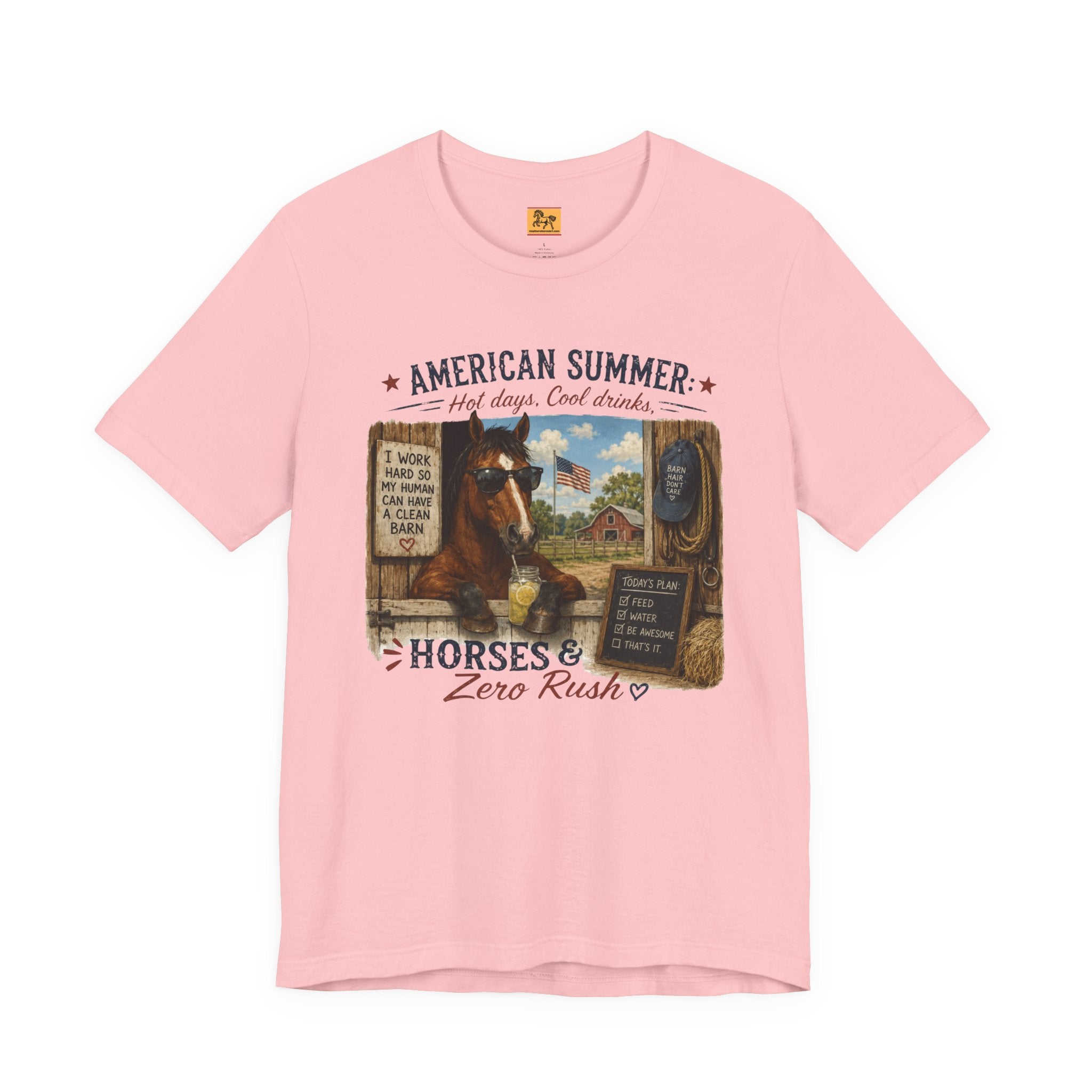 American Summer Horses T-Shirt | "Horses & Zero Rush" Vintage Farm Tee