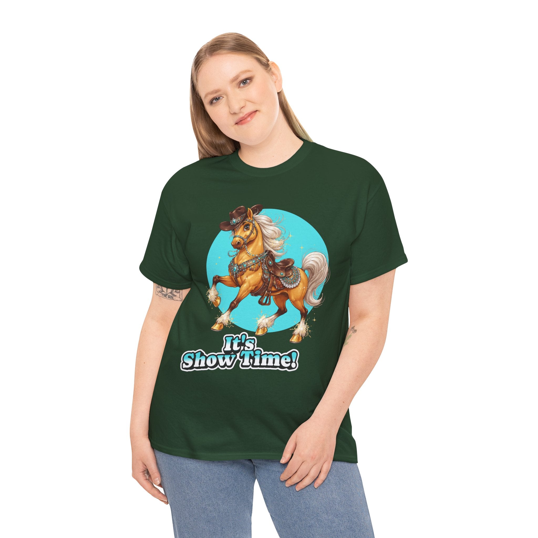 "It's Show Time!" Equestrian T-Shirt | Large Logo Horse Fun Graphic Tee