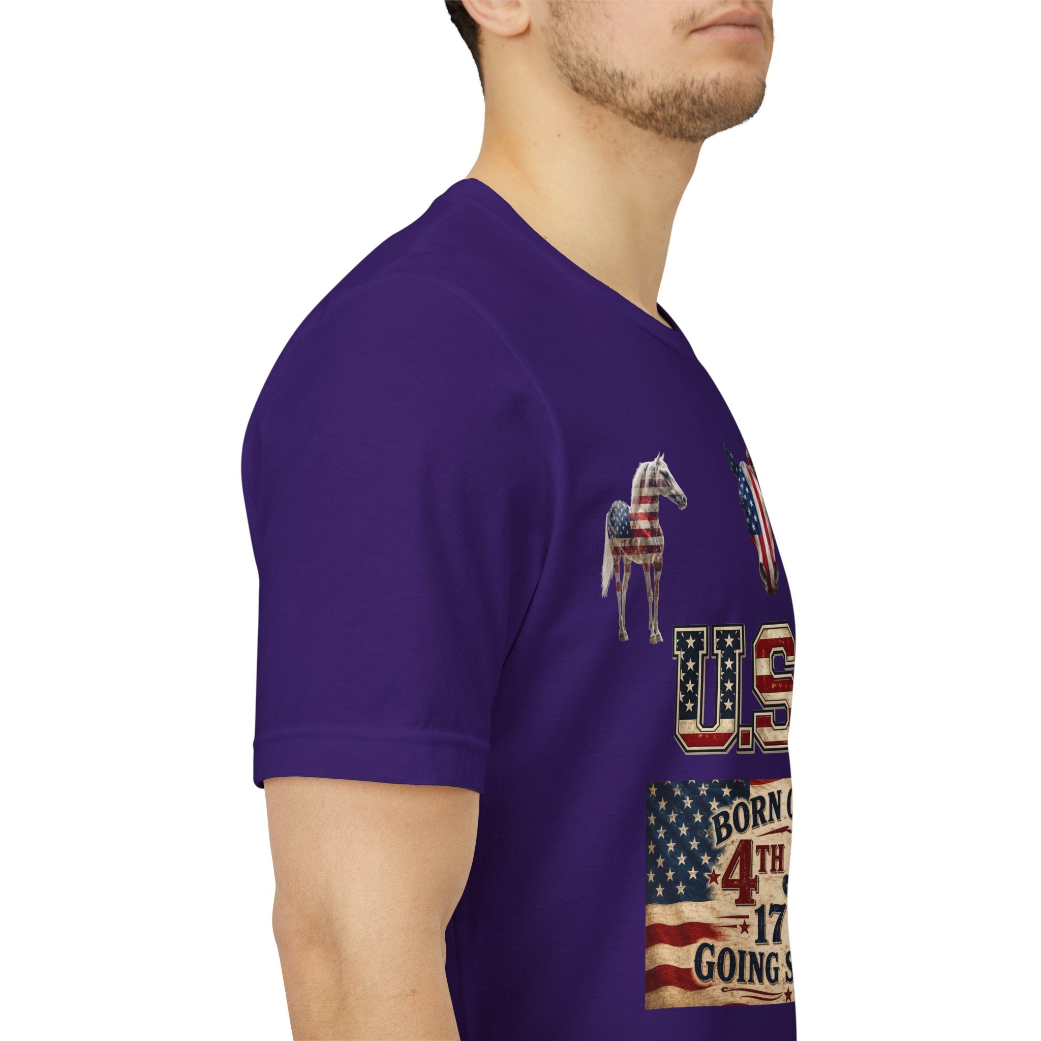 USA Born on the 4th of July 1776 Independence Day Patriotic T-Shirt | American Horse Tee