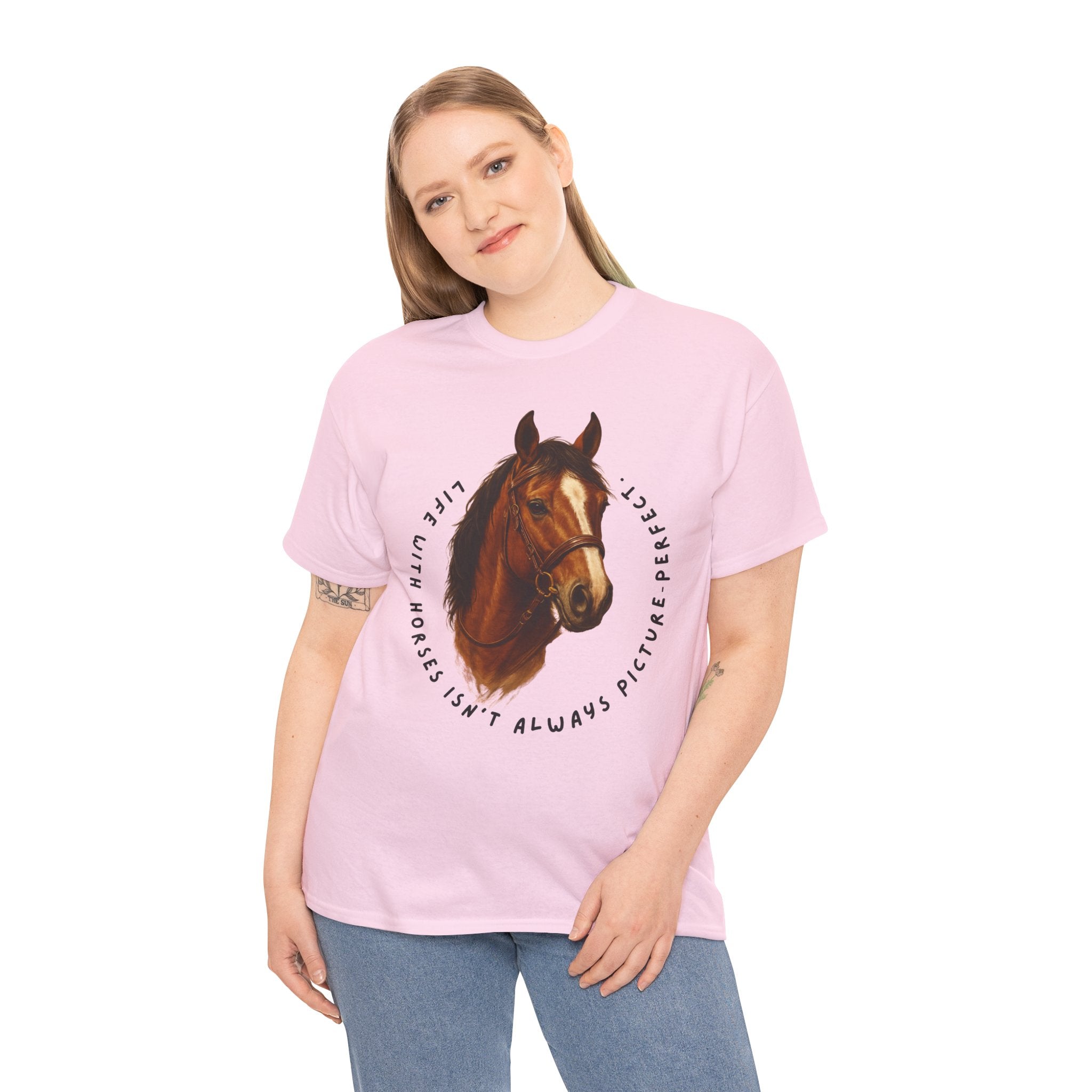"Life with Horses Isn't Always Picture Perfect" Graphic Tee | Funny Equestrian T-Shirt