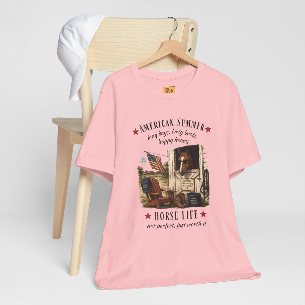 Horse Life American Summer T-Shirt | Rustic Equestrian Vintage Tee