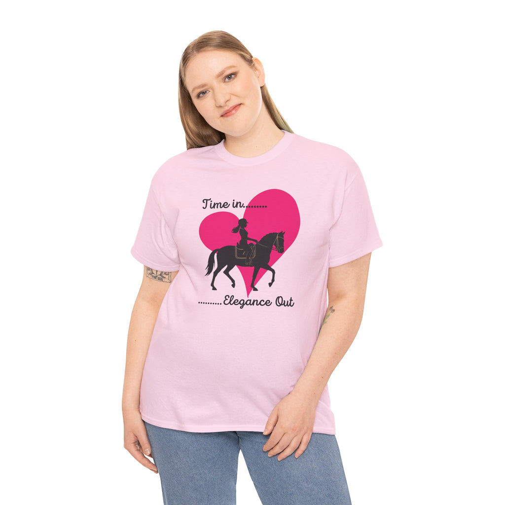 Time In, Elegance Out Equestrian T-Shirt Dressage & Horse Training Graphic Heart Tee