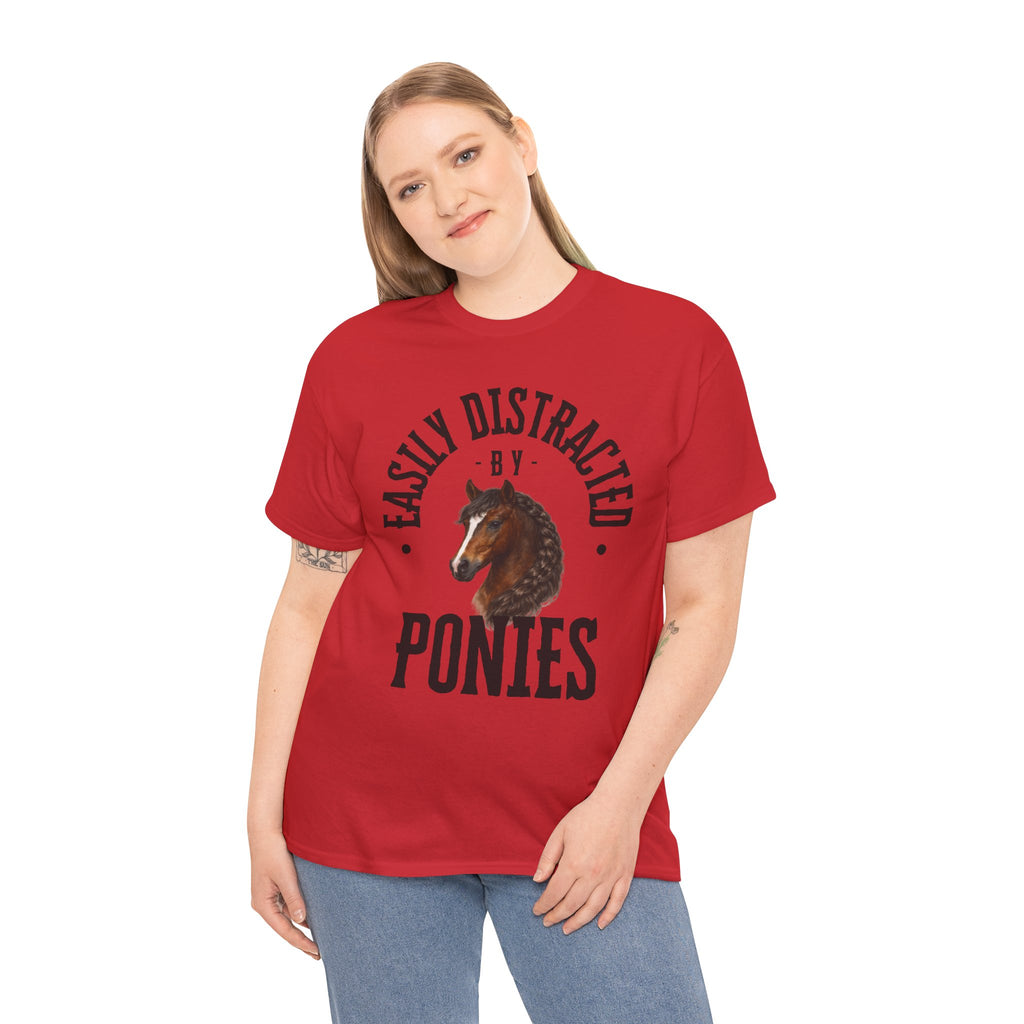 "Easily Distracted by Ponies" Equestrian T-Shirt | Funny Horse Lover Tee