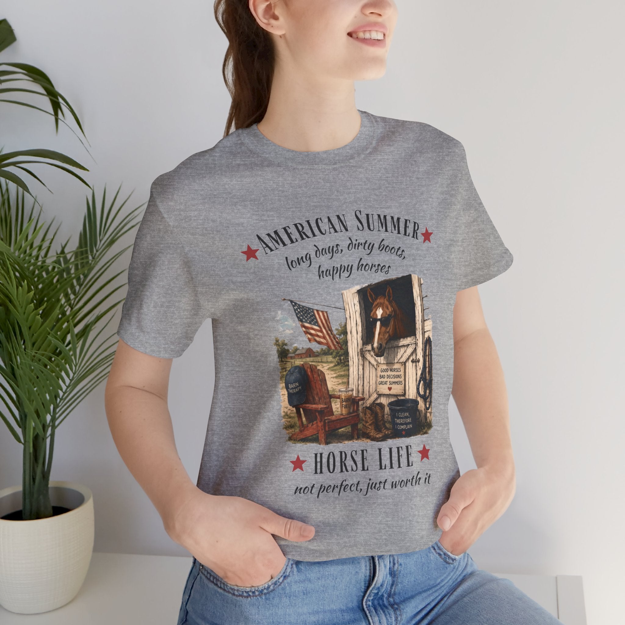Horse Life American Summer T-Shirt | Rustic Equestrian Vintage Tee