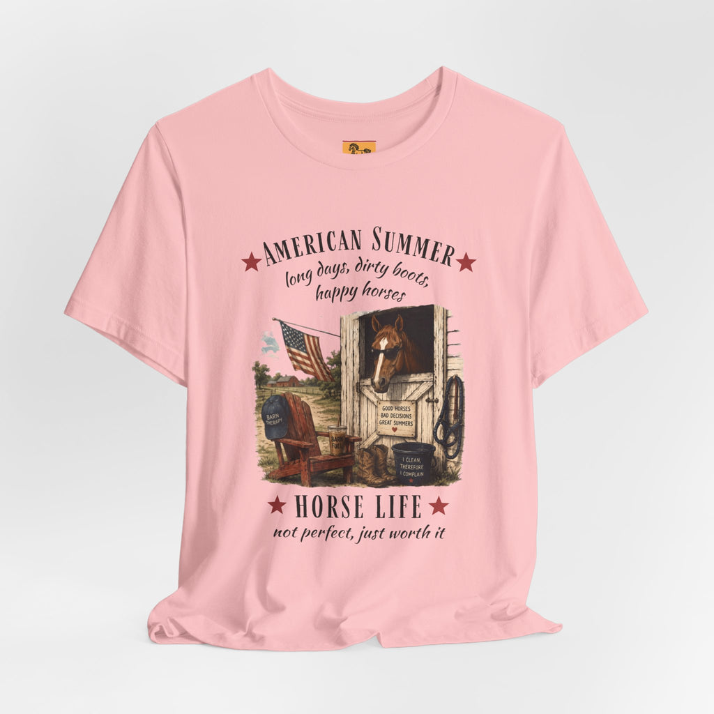 Horse Life American Summer T-Shirt | Rustic Equestrian Vintage Tee