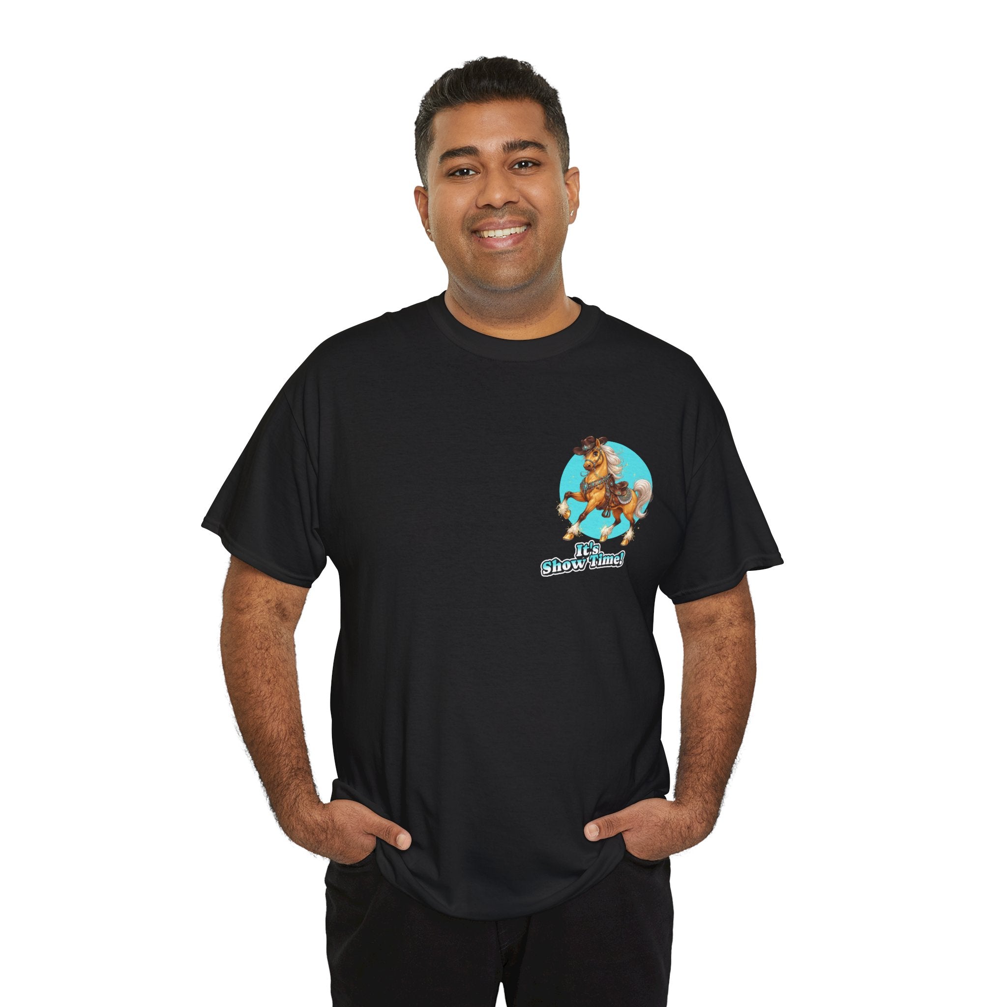 "It's Show Time!" Equestrian T-Shirt | Small Logo Horse Show Graphic Tee