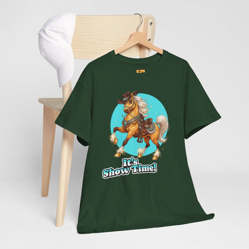 "It's Show Time!" Equestrian T-Shirt Large Logo Horse Fun Graphic Tee