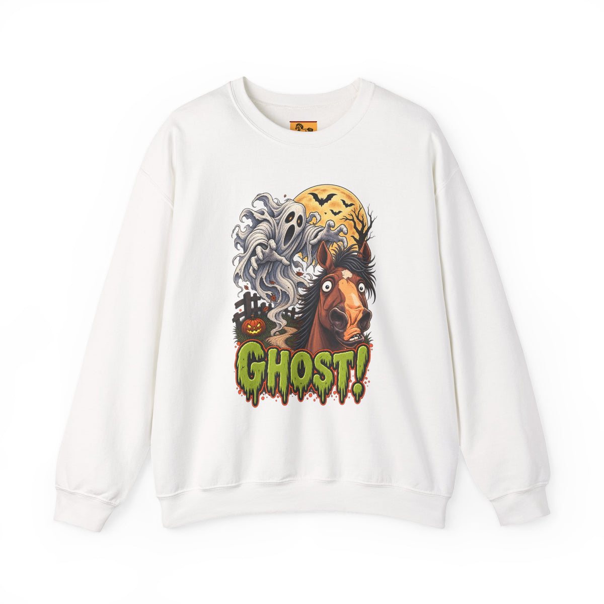 Ghost! Spooky Horse Halloween Sweatshirt Funny Haunted Pony Crewneck
