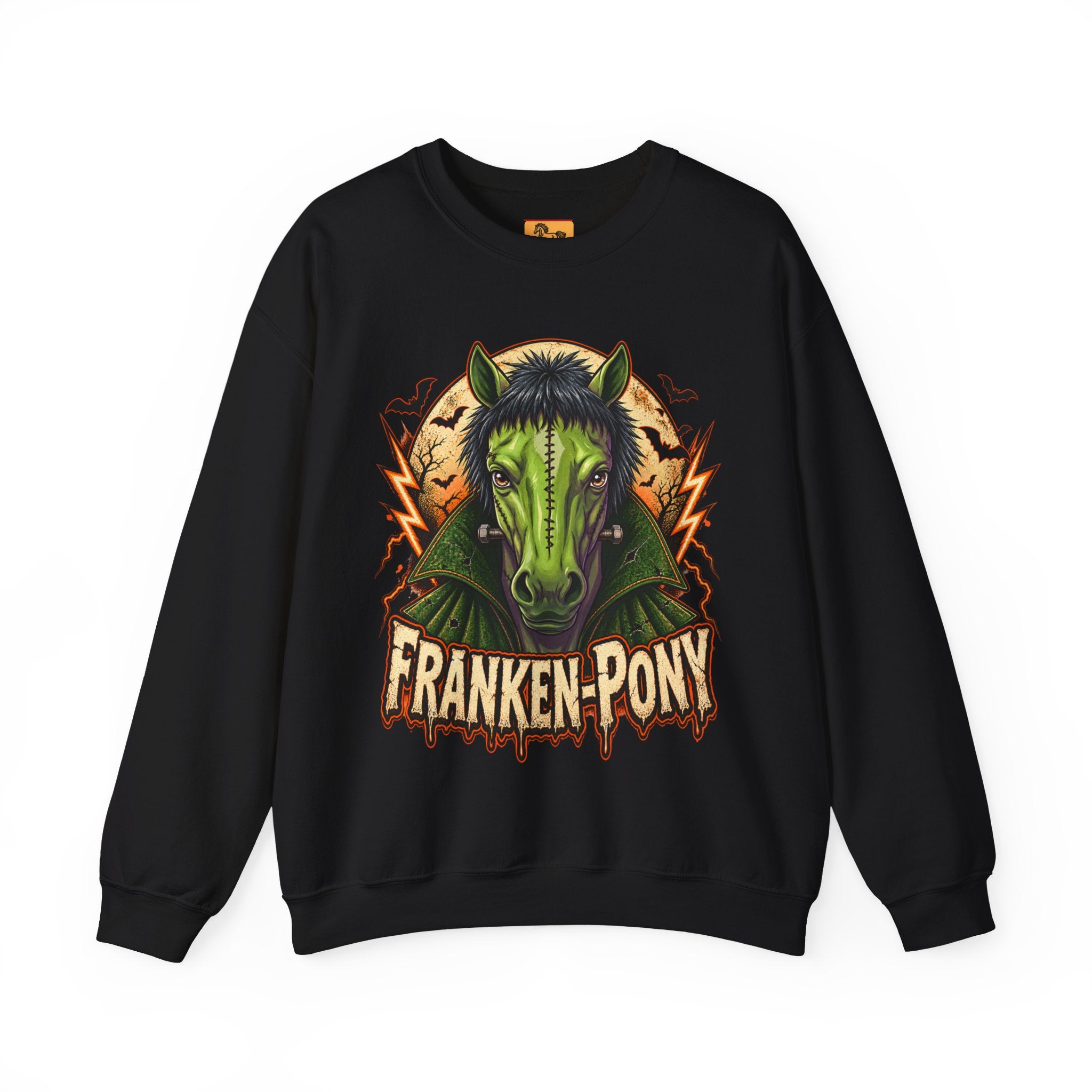 Franken-Pony Halloween Sweatshirt, Mad Science Monster Horse Crewneck