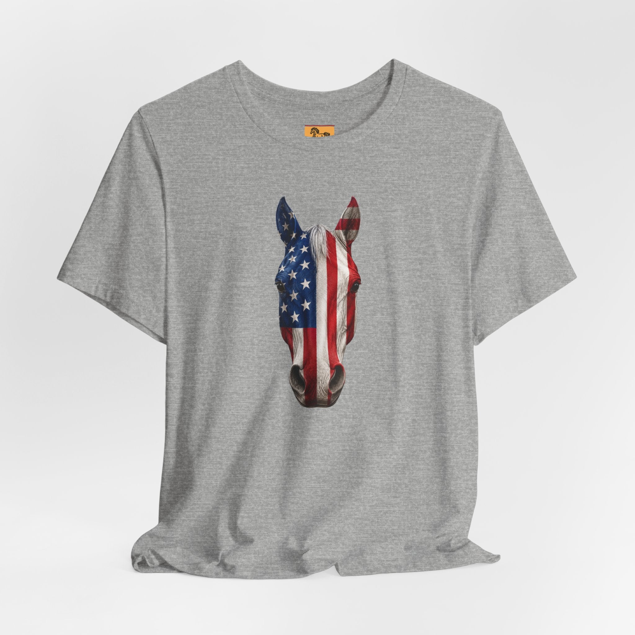 American Flag Horse Head Tee | Patriotic Equestrian T-Shirt for 4th of July