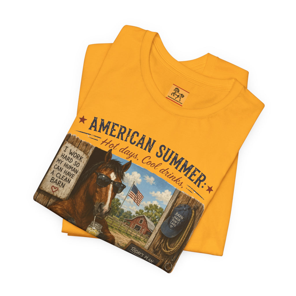 American Summer Horses T-Shirt | "Horses & Zero Rush" Vintage Farm Tee