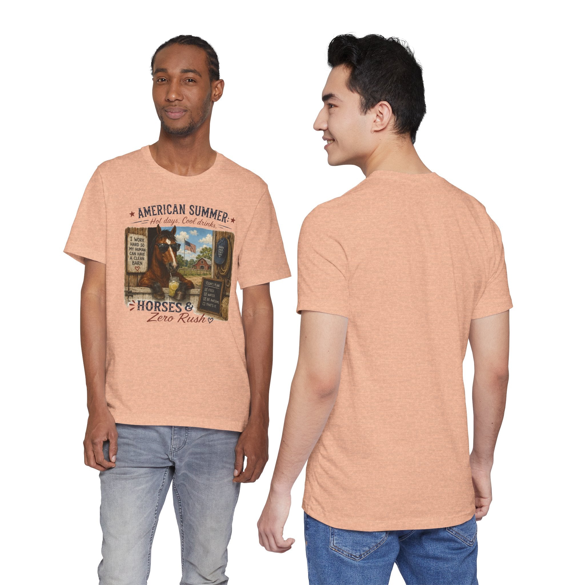 American Summer Horses T-Shirt | "Horses & Zero Rush" Vintage Farm Tee