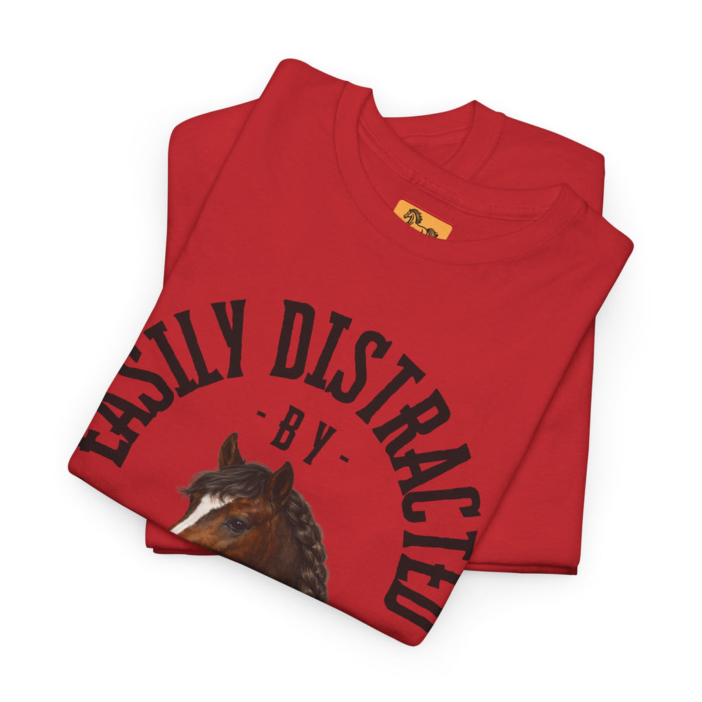 "Easily Distracted by Ponies" Equestrian T-Shirt | Funny Horse Lover Tee