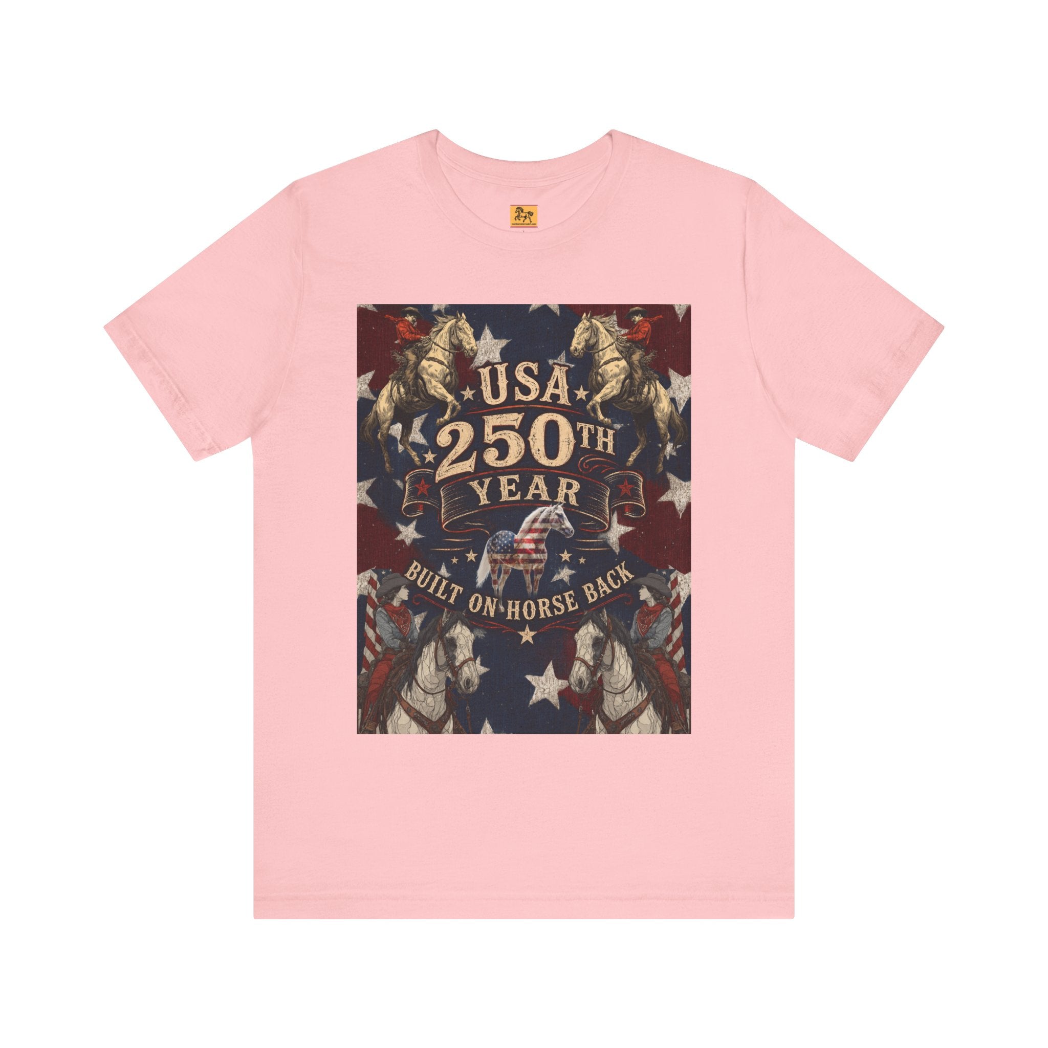 USA 250th Anniversary "Built on Horseback" Patriotic T-Shirt | American Equestrian Tee