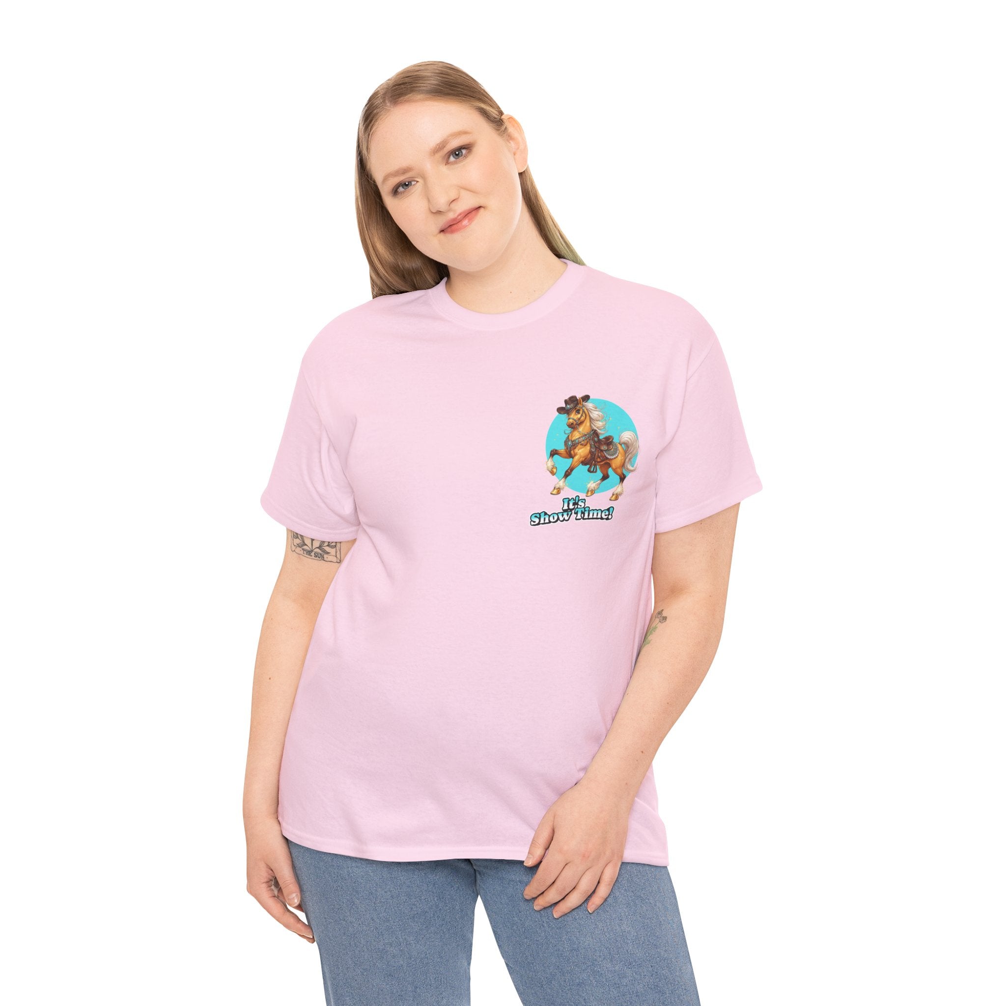 "It's Show Time!" Equestrian T-Shirt | Small Logo Horse Show Graphic Tee