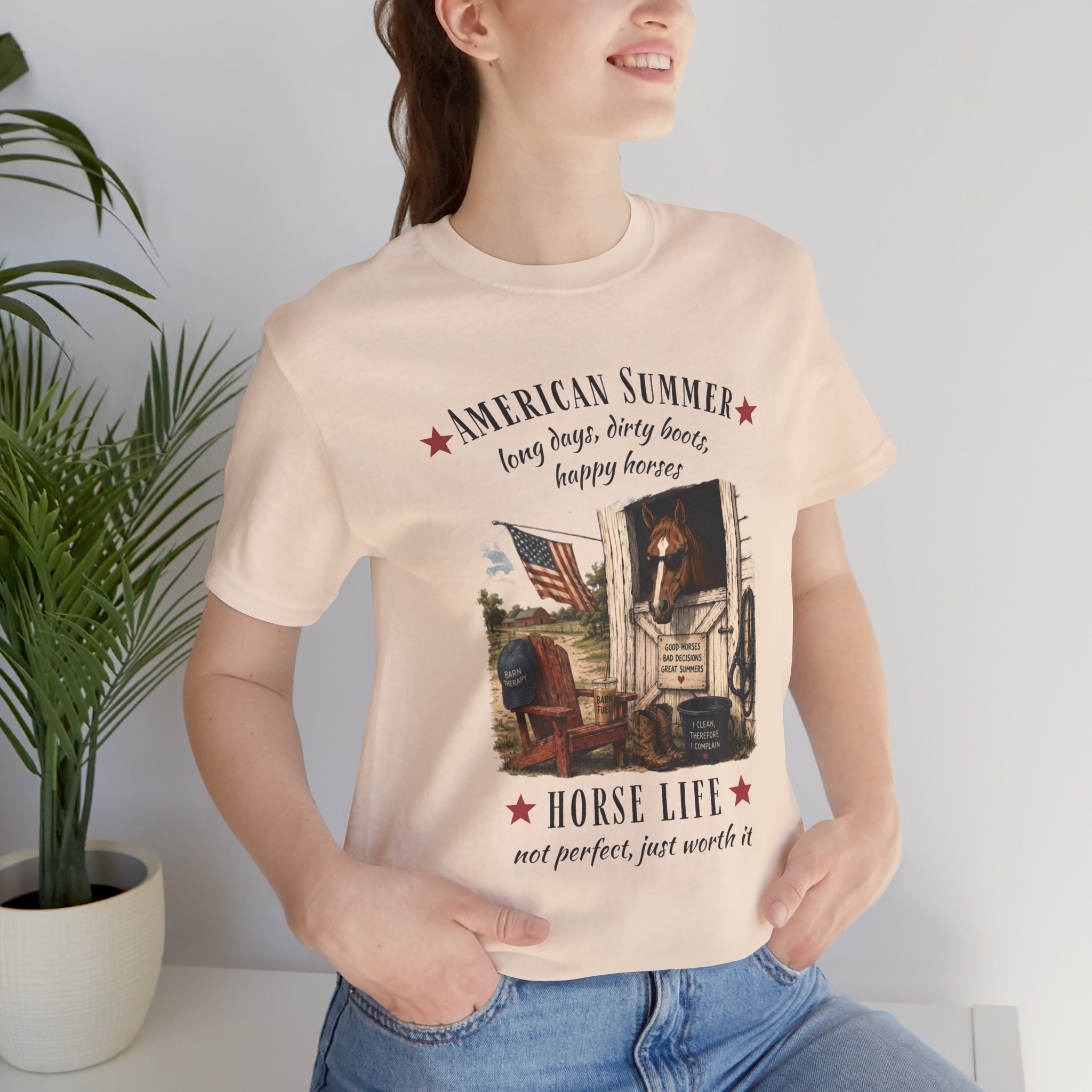 Horse Life American Summer T-Shirt | Rustic Equestrian Vintage Tee