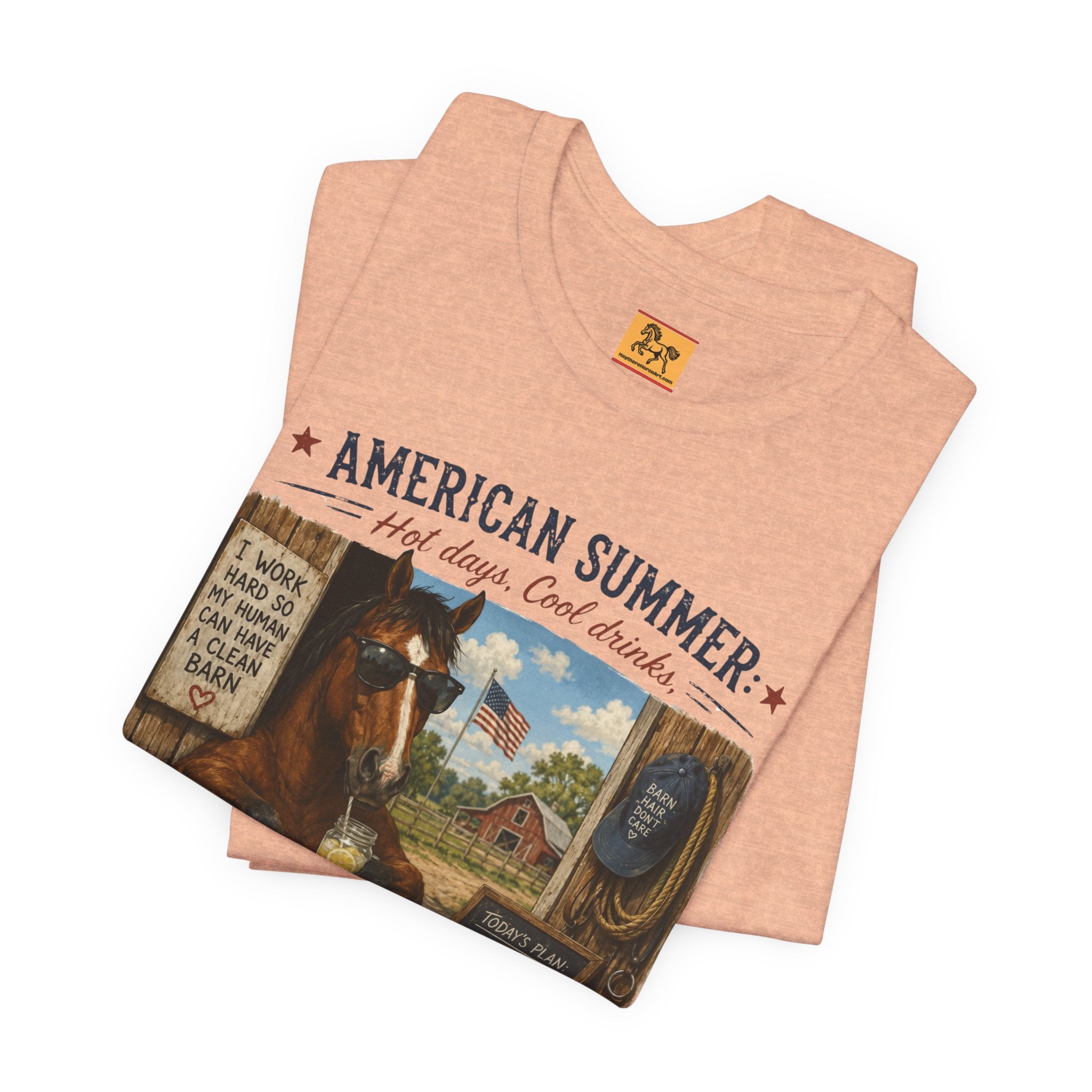 American Summer Horses T-Shirt | "Horses & Zero Rush" Vintage Farm Tee