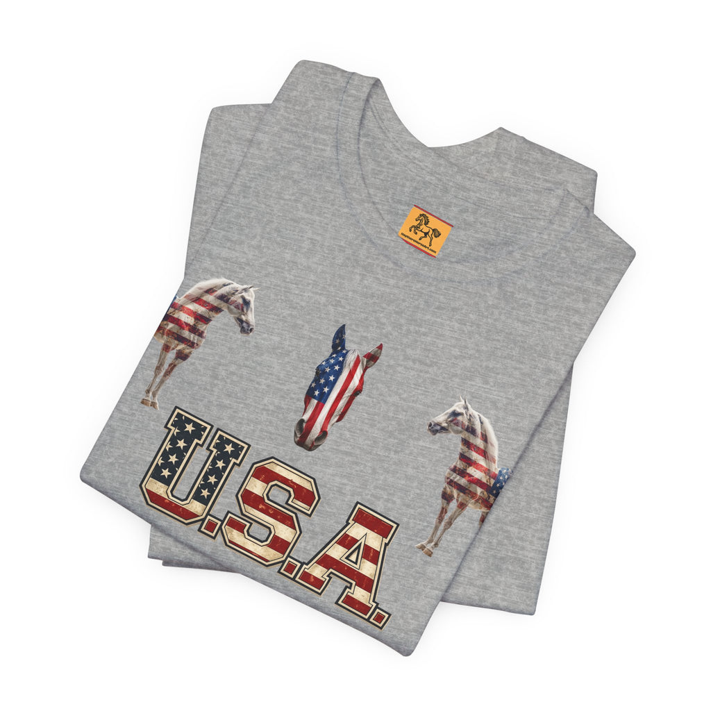 USA Born on the 4th of July 1776 Independence Day Patriotic T-Shirt | American Horse Tee