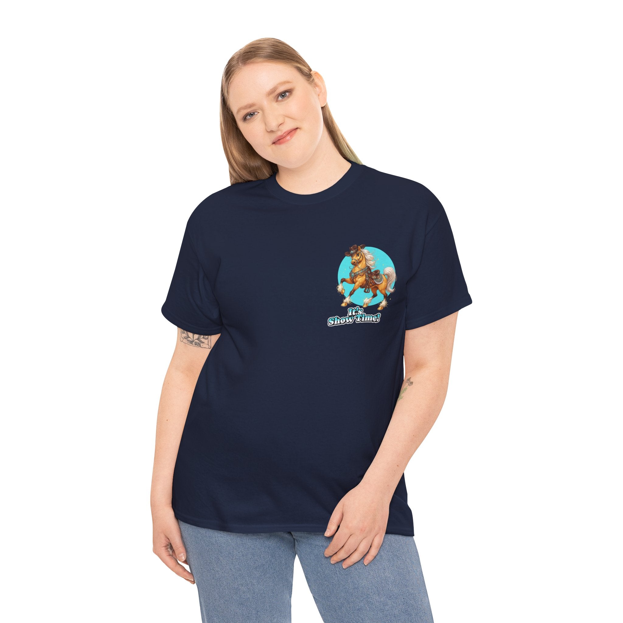 "It's Show Time!" Equestrian T-Shirt | Small Logo Horse Show Graphic Tee