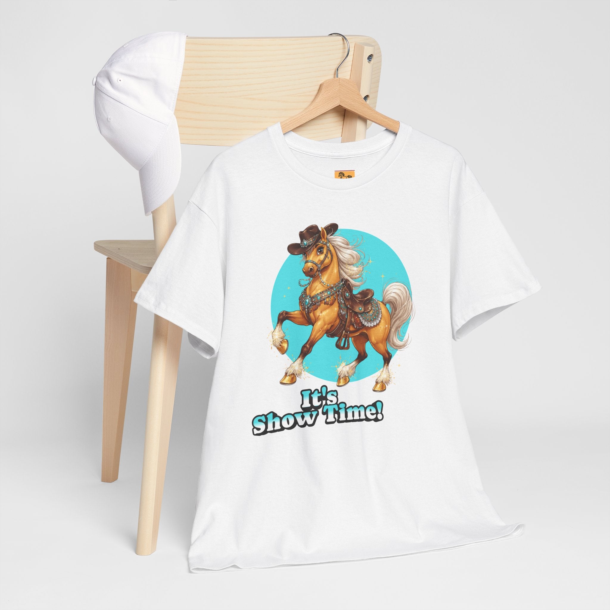 "It's Show Time!" Equestrian T-Shirt Large Logo Horse Fun Graphic Tee