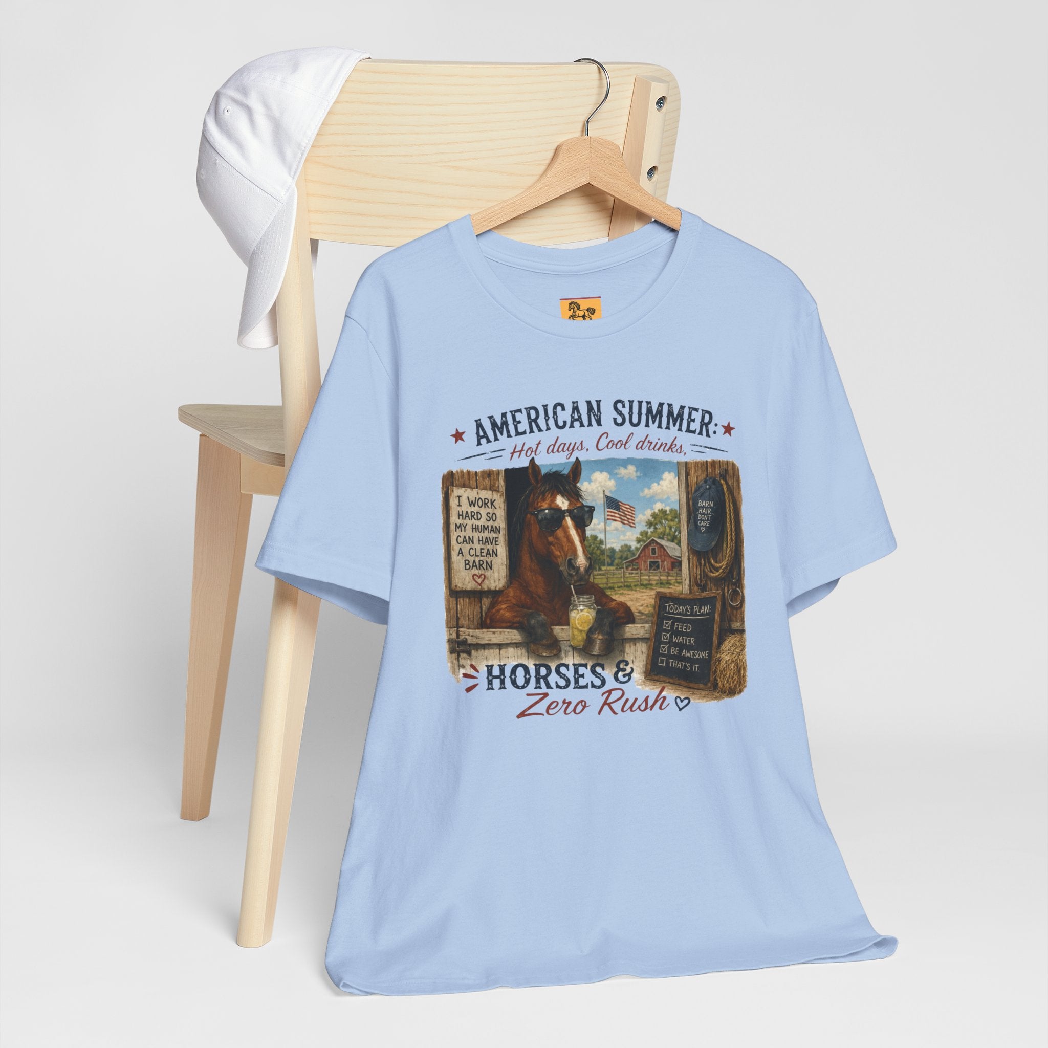 American Summer Horses T-Shirt | "Horses & Zero Rush" Vintage Farm Tee