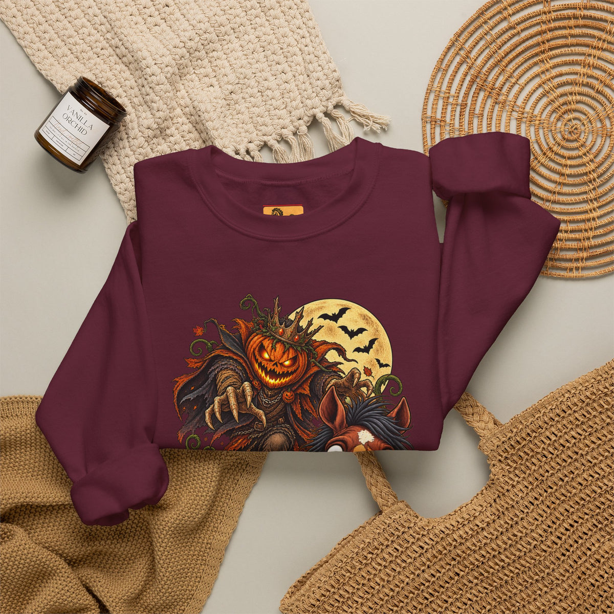 Pumpkin King! Spooky Horse Halloween Sweatshirt Funny Haunted Pony Crewneck