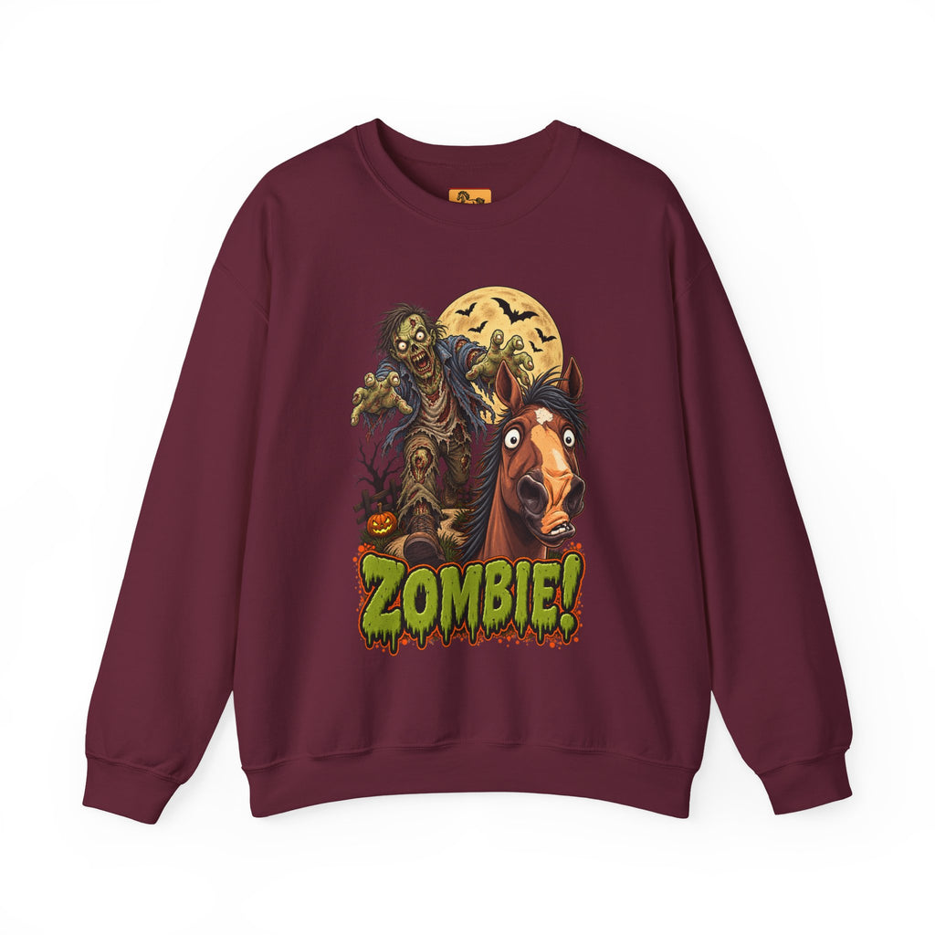 Zombie! Spooky Horse Halloween Sweatshirt Funny Haunted Pony Crewneck