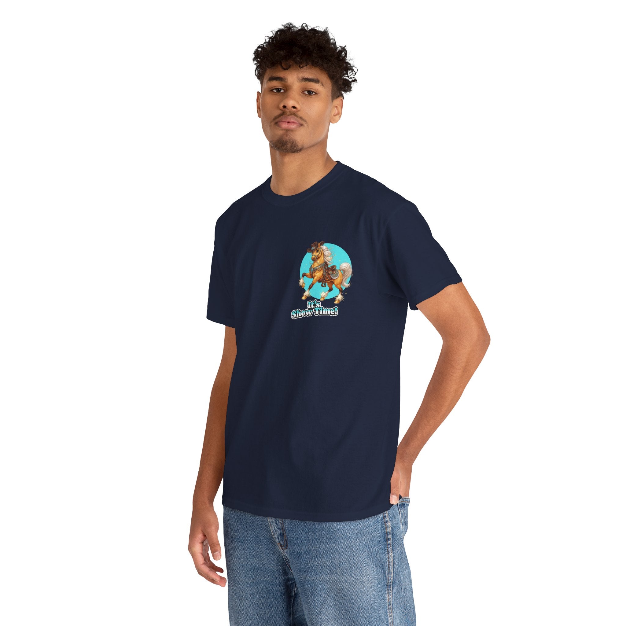 "It's Show Time!" Equestrian T-Shirt | Small Logo Horse Show Graphic Tee