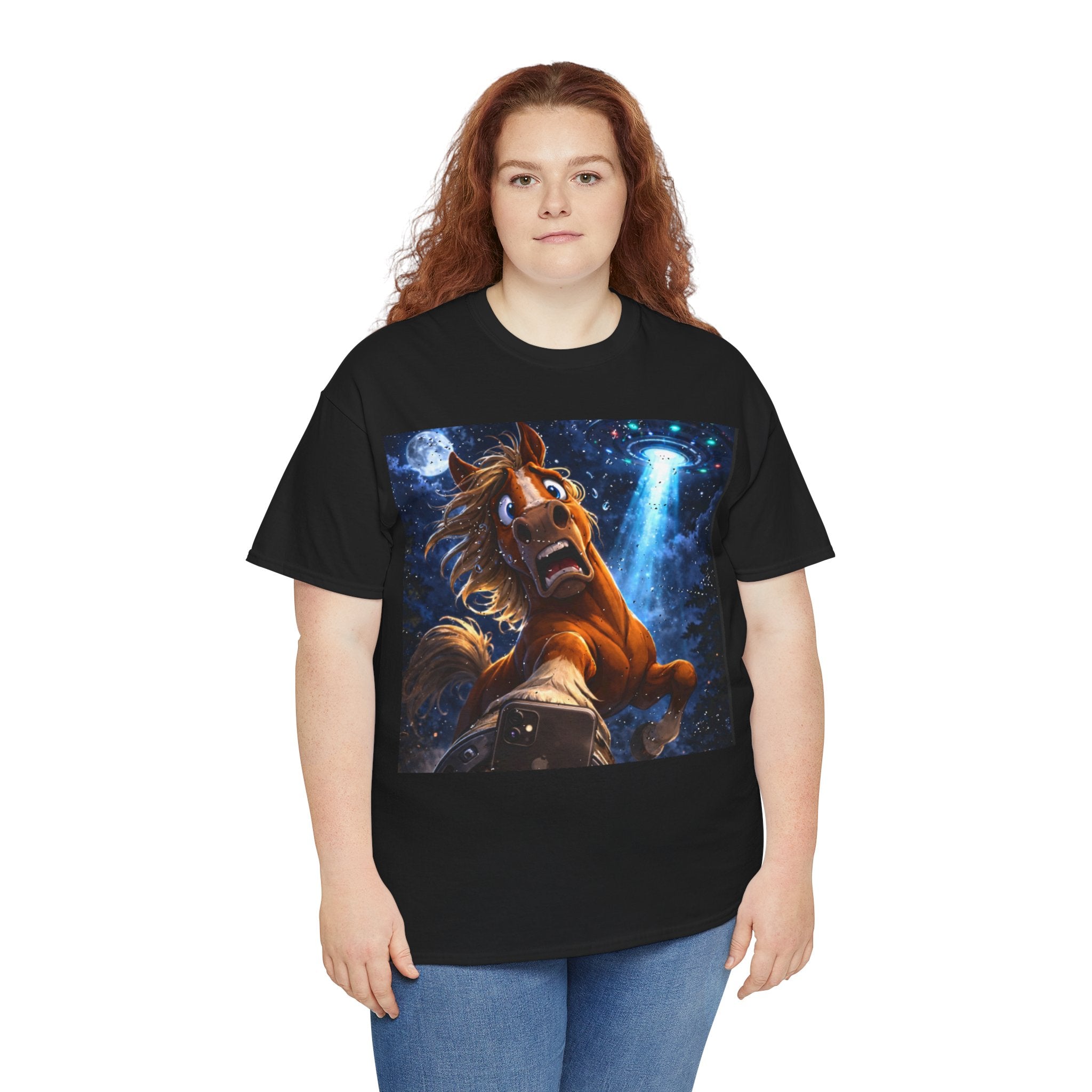 Horse Selfie Surreal Graphic T-Shirt | Funny "Hay There" Horse Art Tee