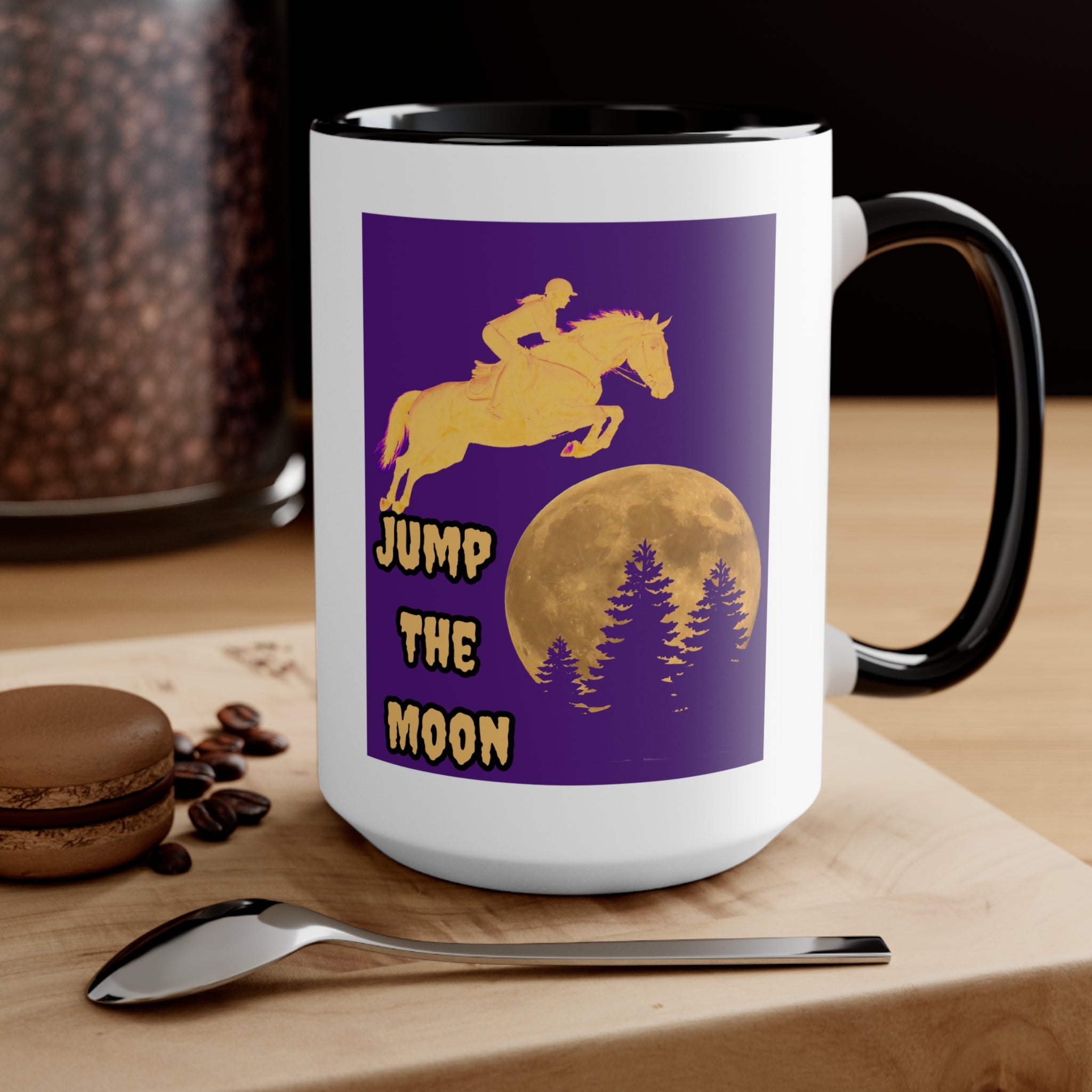 "Jump the Moon" Accent Mug — Equestrian Themed Mug