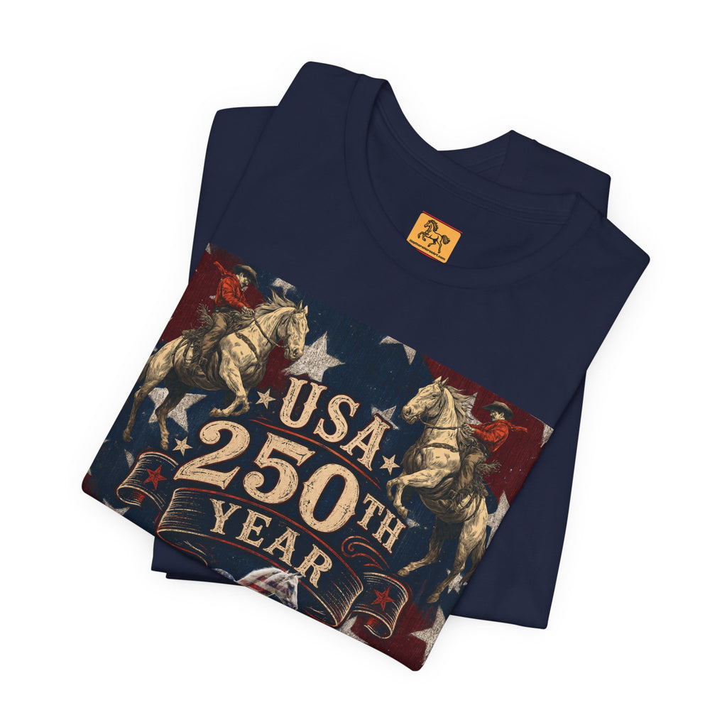 USA 250th Anniversary "Built on Horseback" Patriotic T-Shirt | American Equestrian Tee