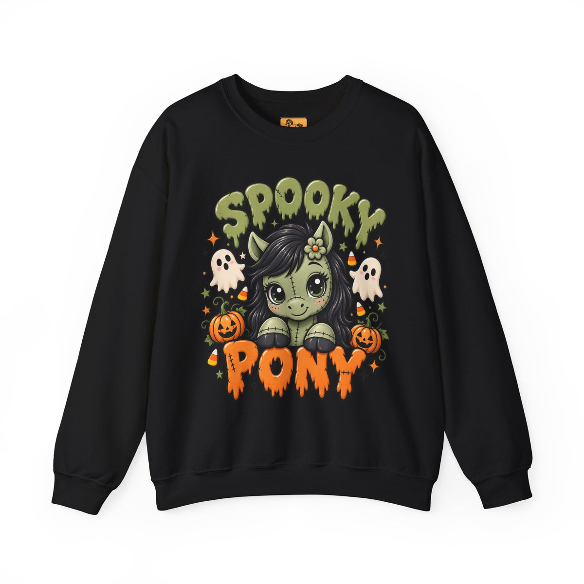 Spooky Pony Cute Halloween Sweatshirt Kawaii Stitched Pony Crewneck