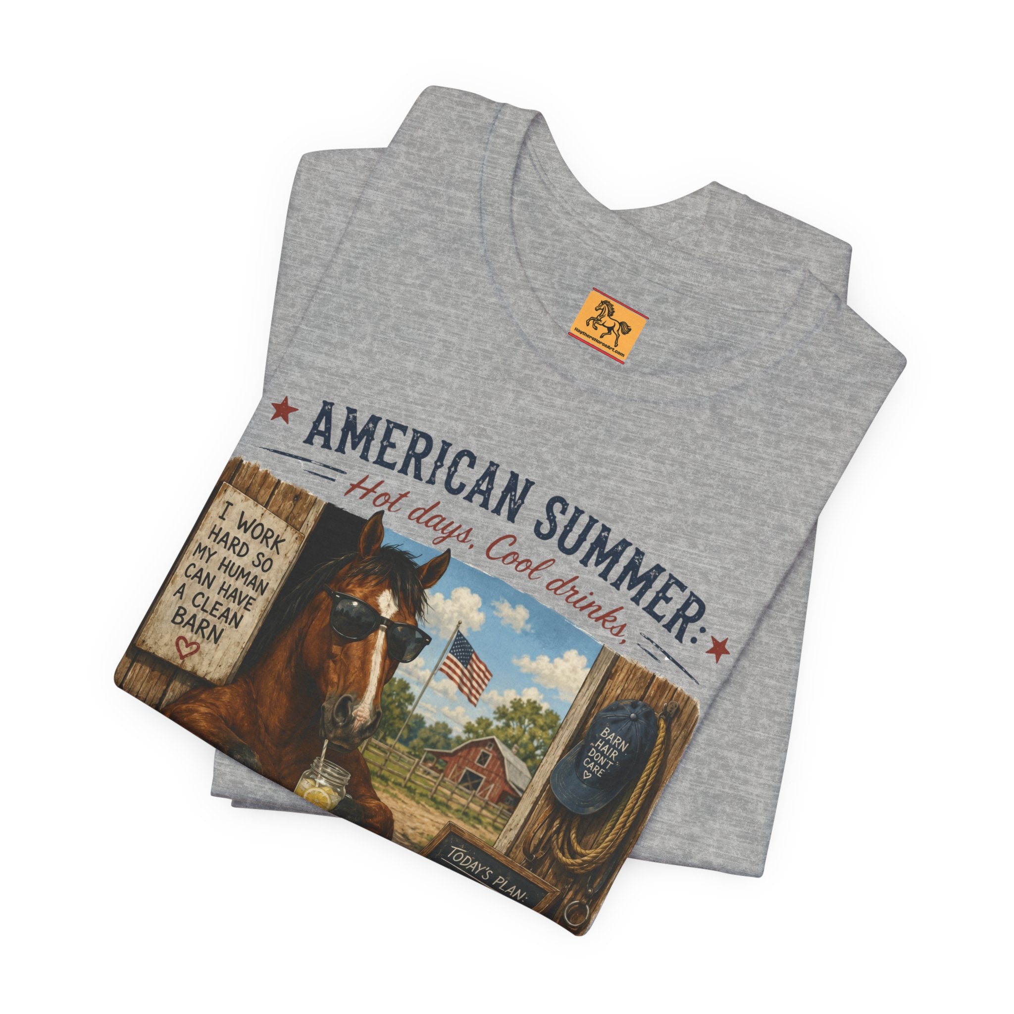 American Summer Horses T-Shirt | "Horses & Zero Rush" Vintage Farm Tee