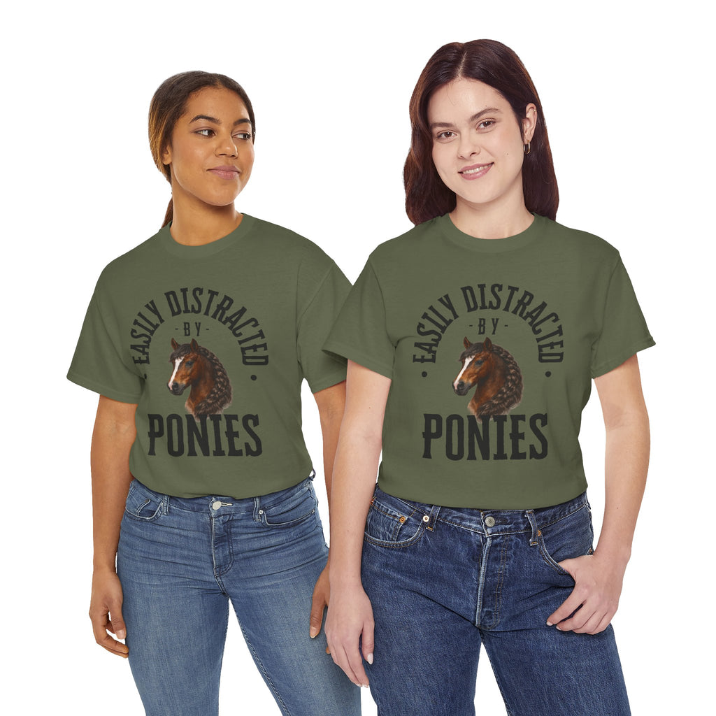 "Easily Distracted by Ponies" Equestrian T-Shirt | Funny Horse Lover Tee