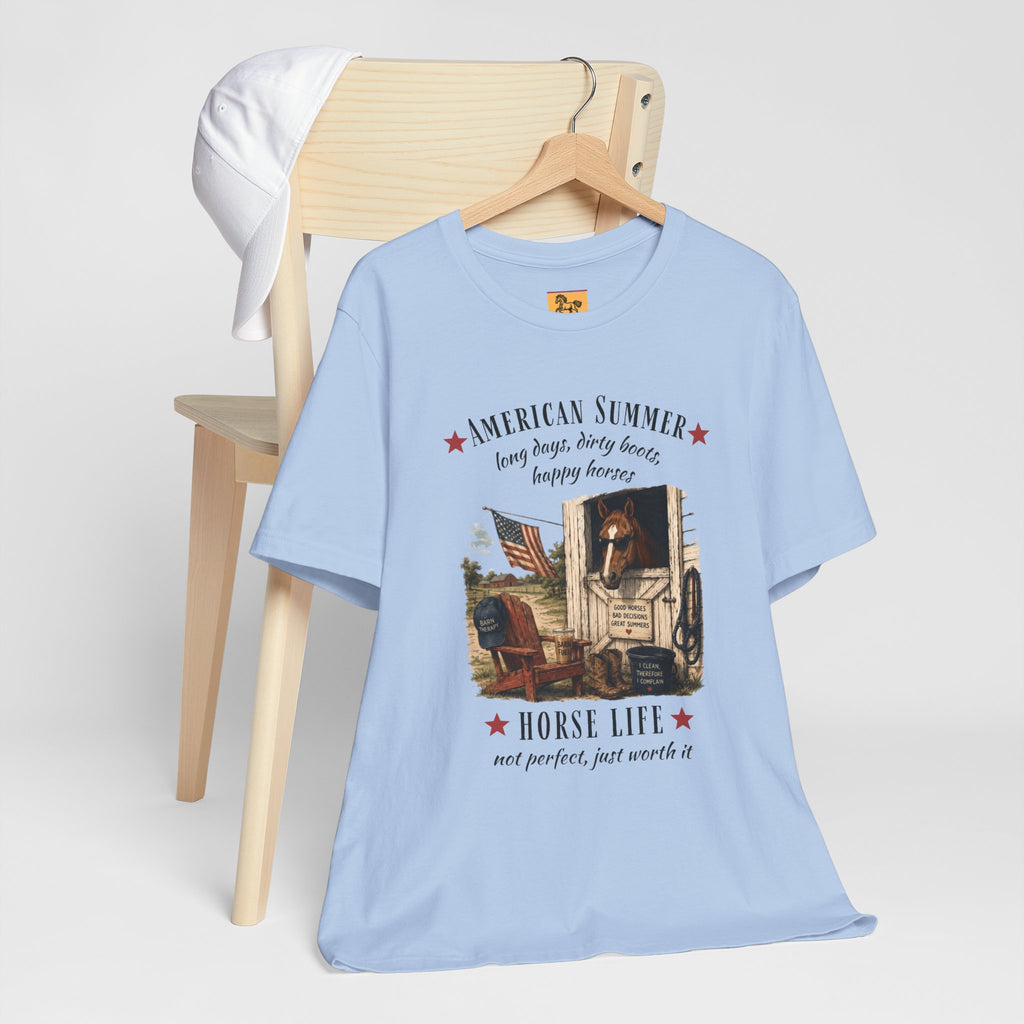 Horse Life American Summer T-Shirt | Rustic Equestrian Vintage Tee