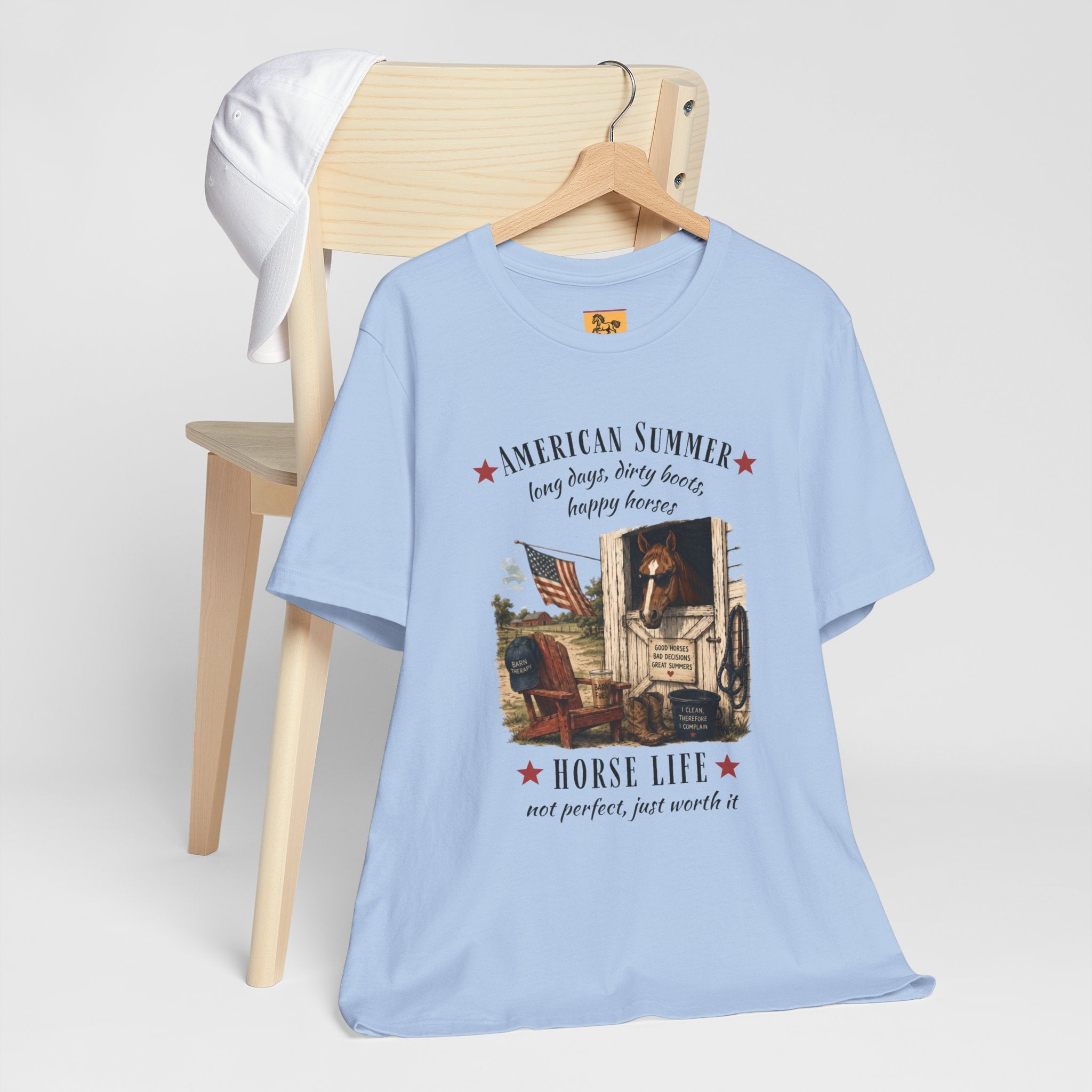 Horse Life American Summer T-Shirt | Rustic Equestrian Vintage Tee